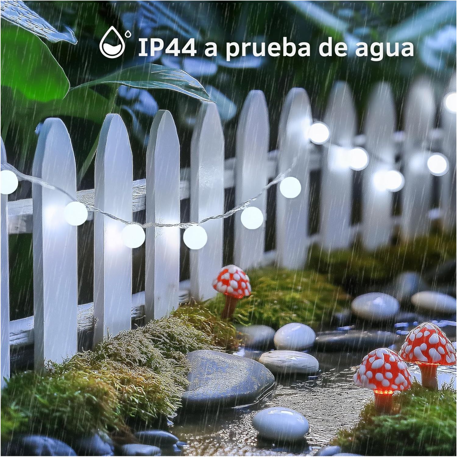 GUIRNALDA DE LUCES LED 9M 100 BOLITAS BLANCAS IP44 PARA DECORACIÓN INTERIOR Y EXTERIOR - 9