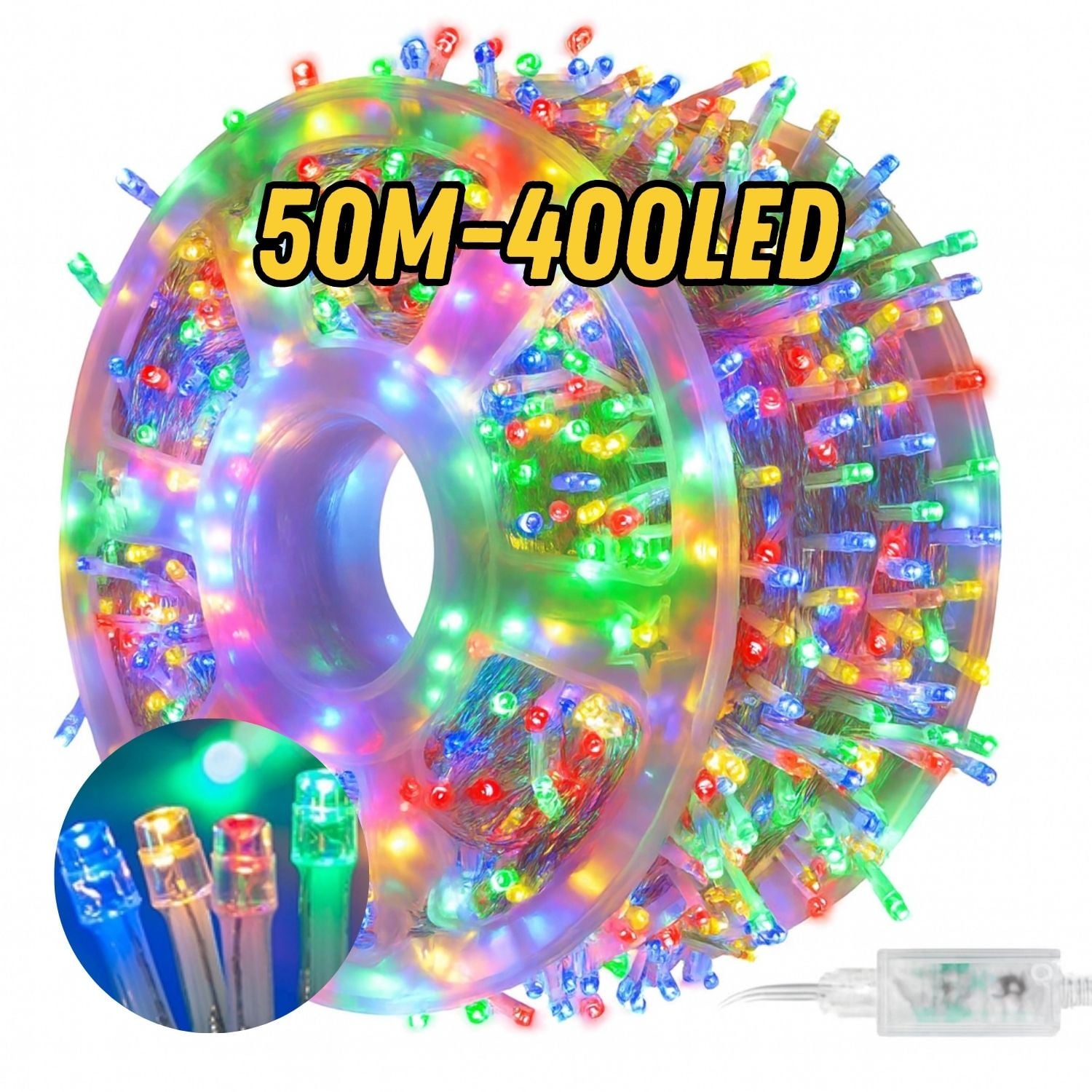 GUIRNALDA LUCES LED 50 METROS 400 LED CABLE TRANSPARENTE PARA TERRAZAS, JARDINES Y EVENTOS - 2