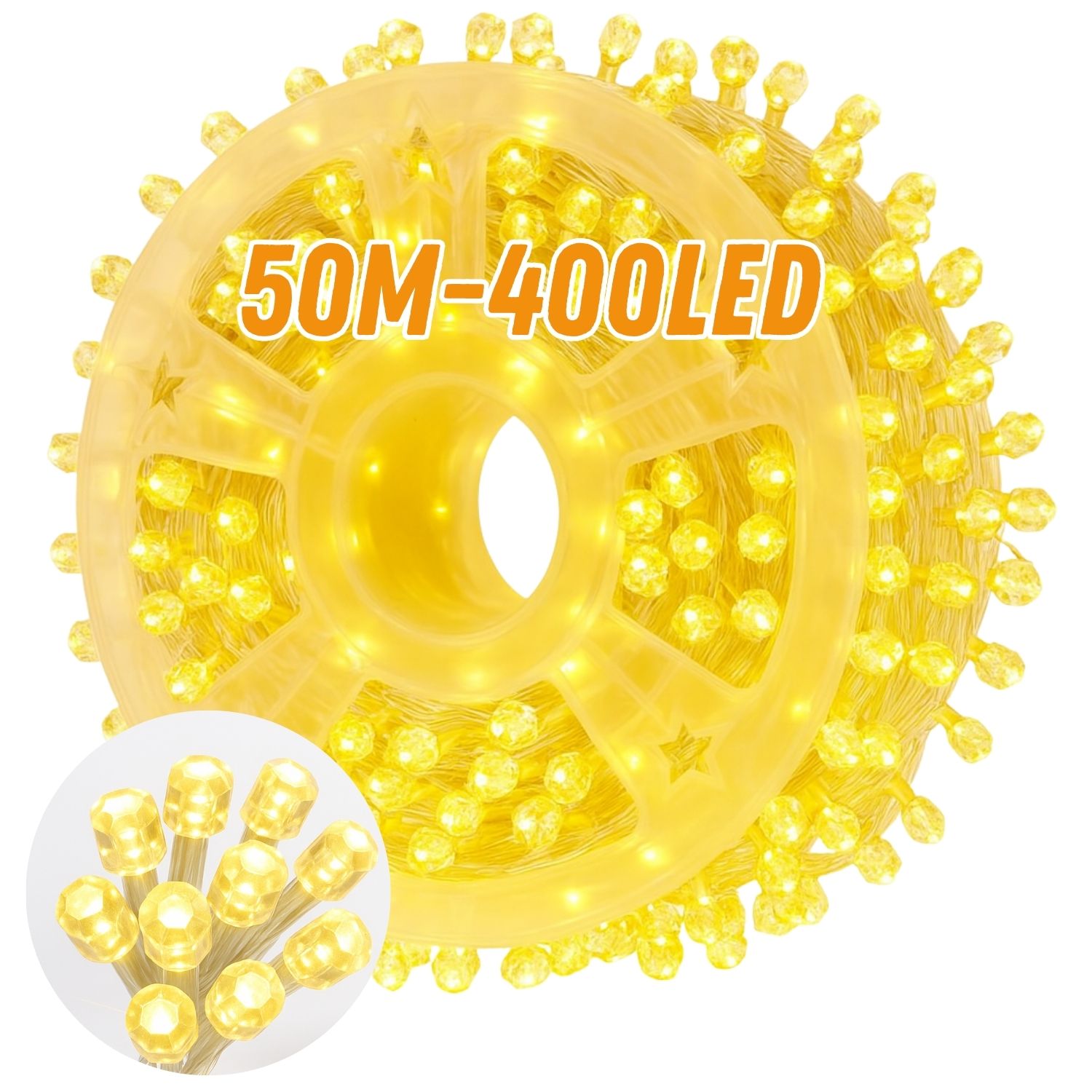 LUCES DE NAVIDAD TIPO DIAMANTE 400 LED 50M CABLE TRANSPARENTE - 1