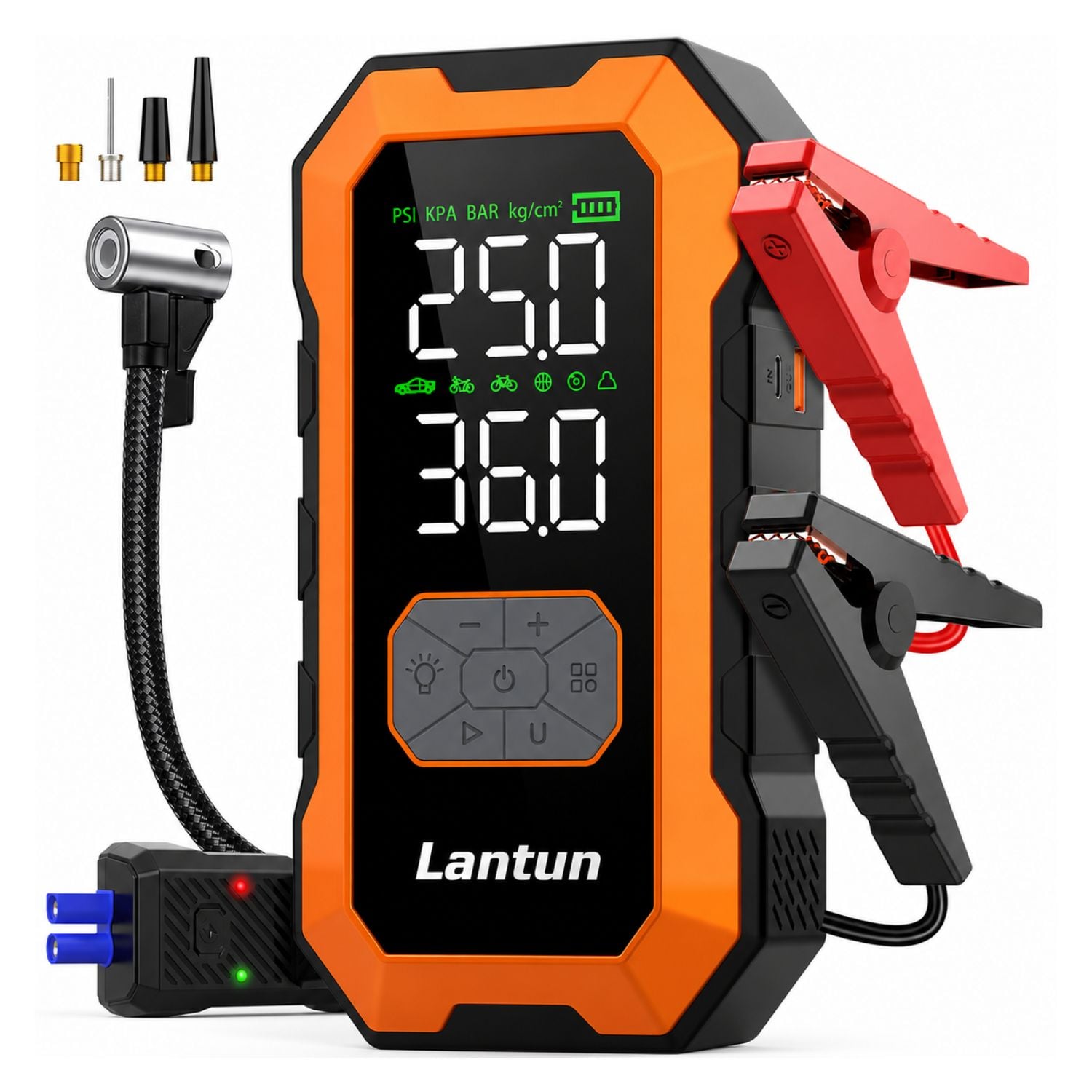 BOOSTER ARRANCADOR PARA AUTO 1500A CON INFLADOR DIGITAL 150 PSI Y POWER BANK 10000MAH - 1