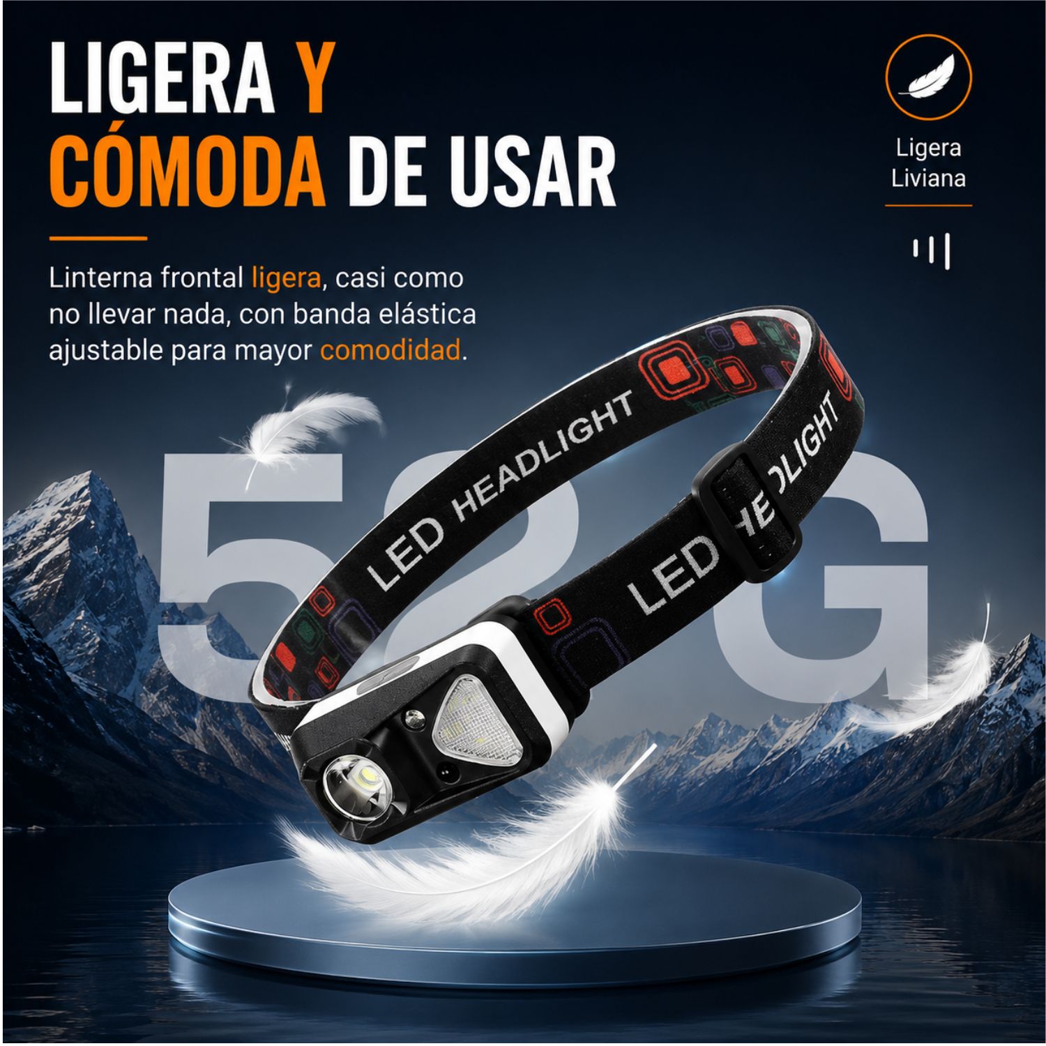 LINTERNA FRONTAL LED RECARGABLE CON SENSOR DE MOVIMIENTO USB TIPO-C 6 MODOS IPX4 - 7