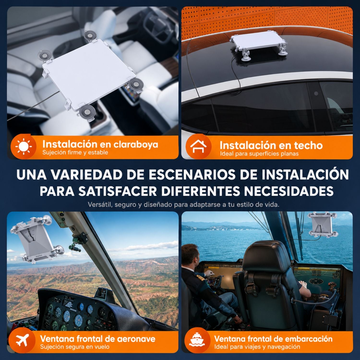 SOPORTE DE VENTOSA PARA STARLINK MINI CON 4 VENTOSAS PARA AUTO, RV, BARCO Y VENTANAS - 2