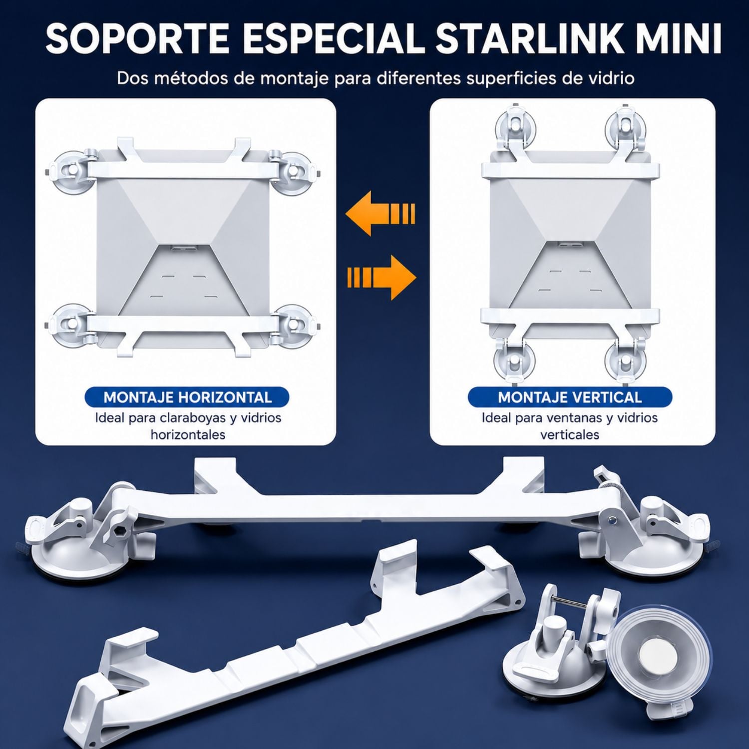SOPORTE DE VENTOSA PARA STARLINK MINI CON 4 VENTOSAS PARA AUTO, RV, BARCO Y VENTANAS - 3