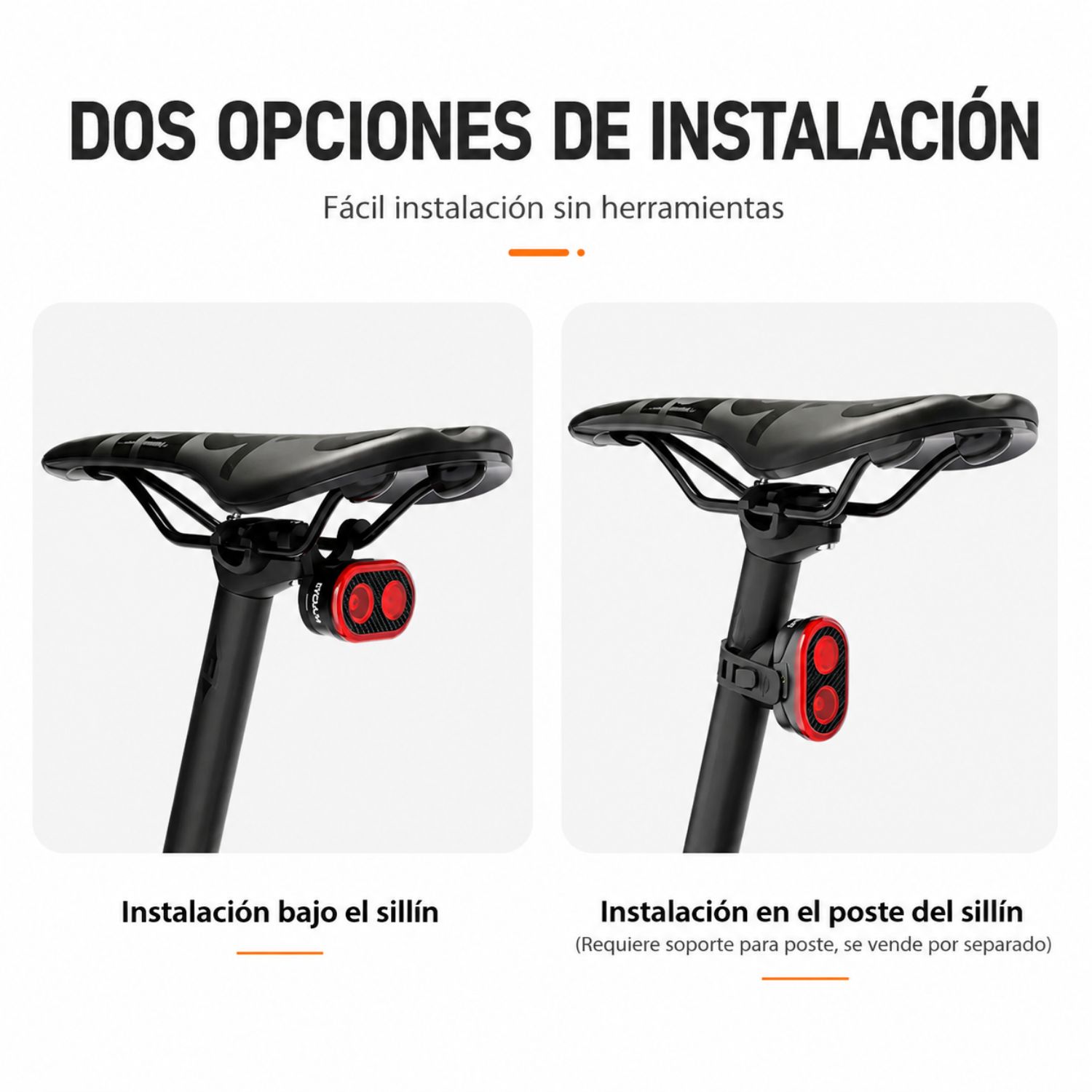 LUZ LED TRASERA PARA BICICLETA ALTA VISIBILIDAD CON SENSOR DE FRENO AUTOMÁTICO USB C - 6
