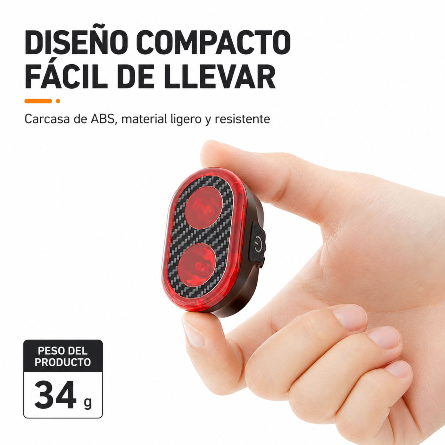 LUZ TRASERA PARA BICICLETA CON SENSOR INTELIGENTE DE FRENADO RECARGABLE USB TIPO C IPX6 - 3