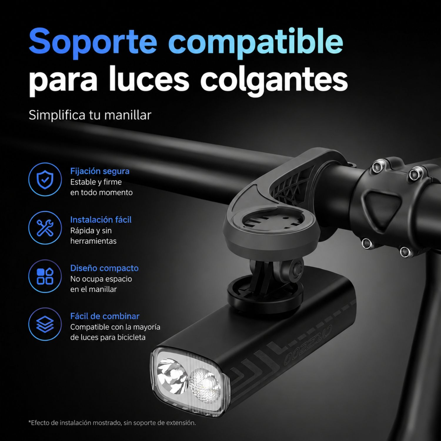 LUZ DELANTERA PARA BICICLETA 2200 LÚMENES RECARGABLE USB-C POWER BANK IPX6 - 3