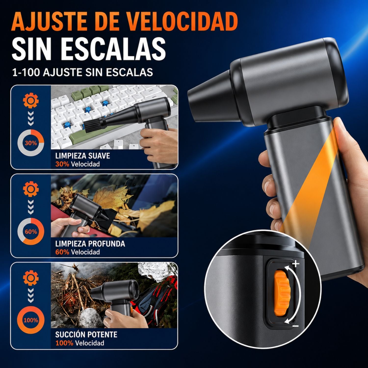 SOPLADOR DE AIRE ELÉCTRICO 130000 RPM PARA PC AUTO HOGAR JARDÍN - 3