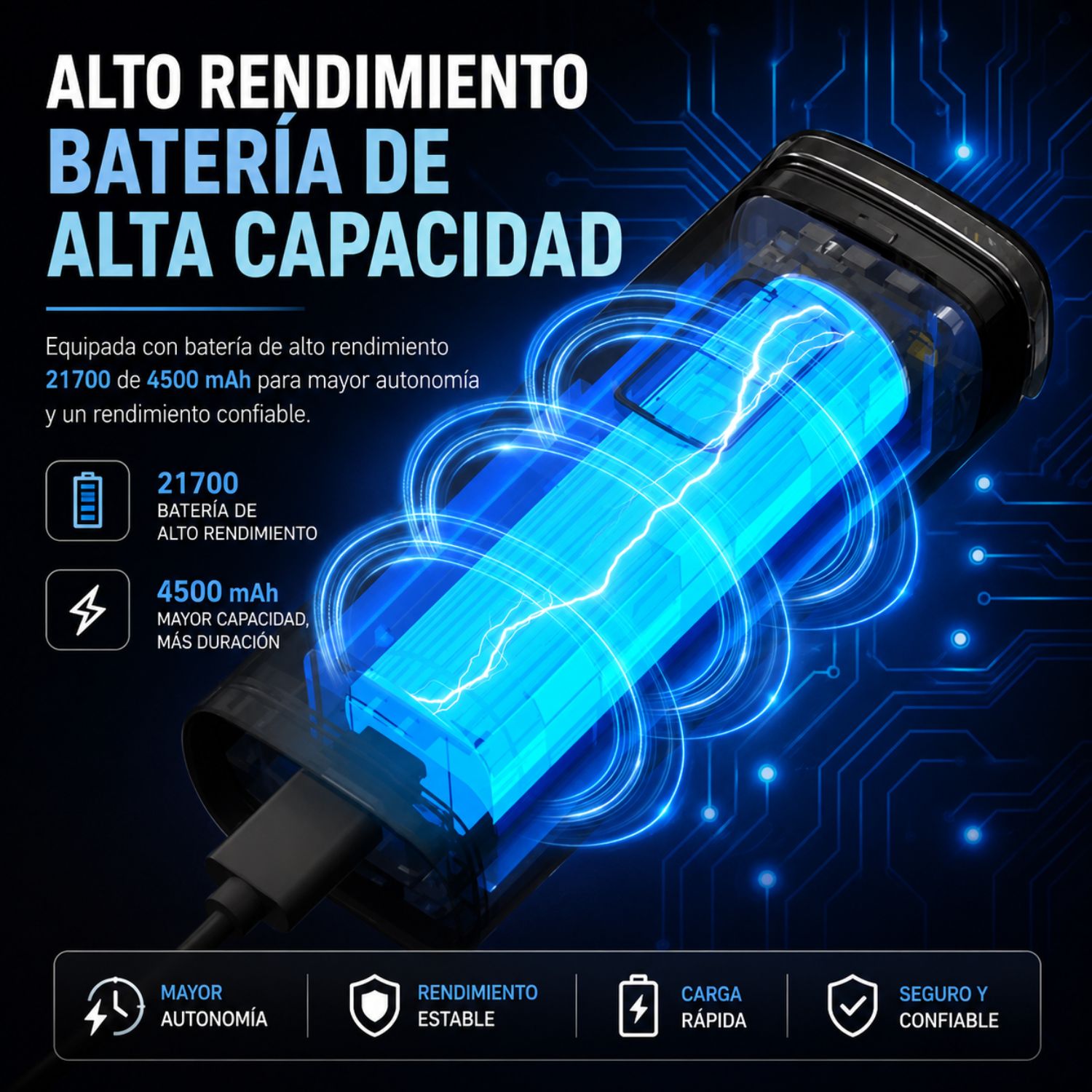 LINTERNA DELANTERA PARA BICICLETA LED 2000 LÚMENES RECARGABLE USB TIPO C IPX6 5 MODOS - 4
