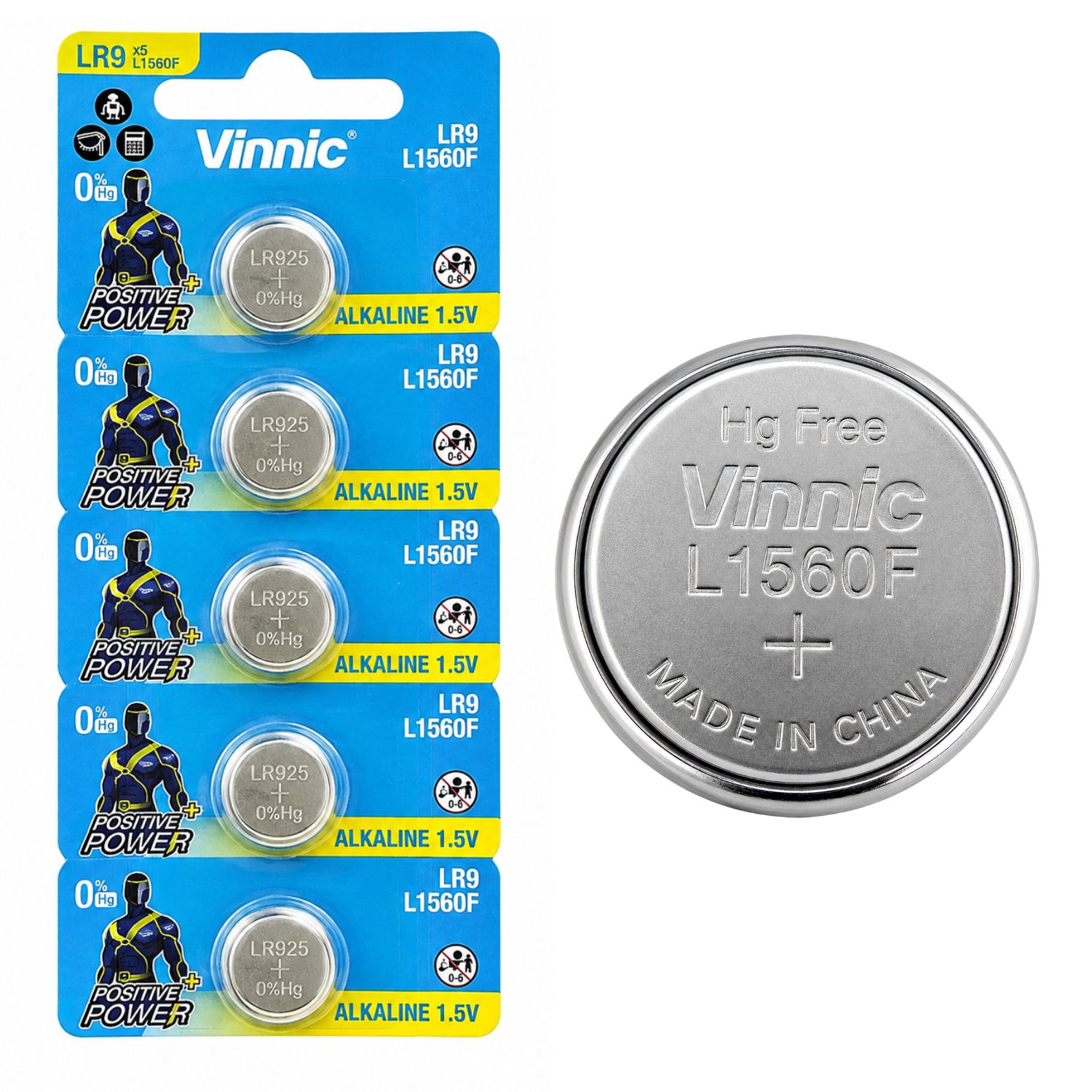 Pila Botón Alcalina 1.5V LR9 L1560 para Equipos Electrónicos y Dispositivos de Precisión Pack x5 - 1