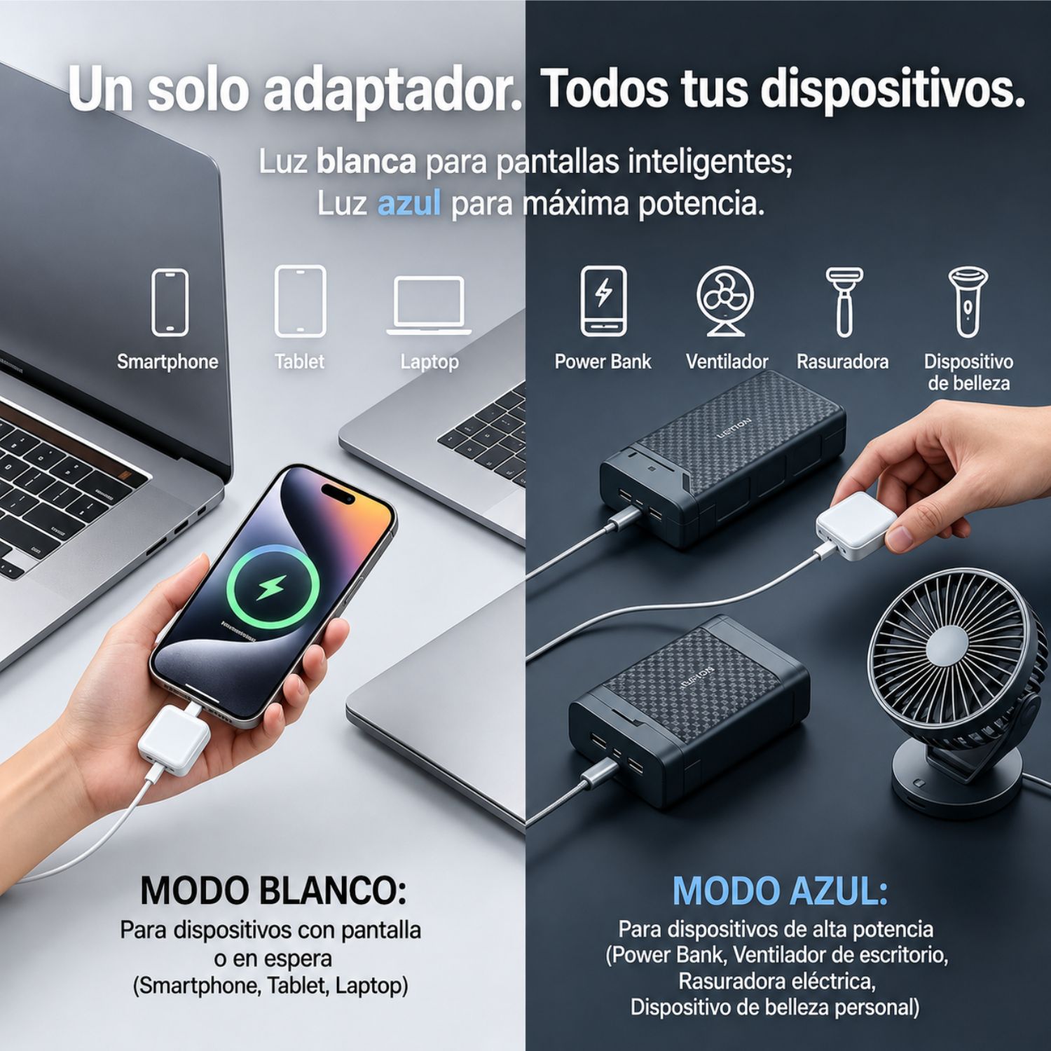 ADAPTADOR USB C INTELIGENTE 140W PD 3.1 CON DESCONEXIÓN AUTOMÁTICA COMPATIBLE CON LAPTOP CELULAR TABLET - 6