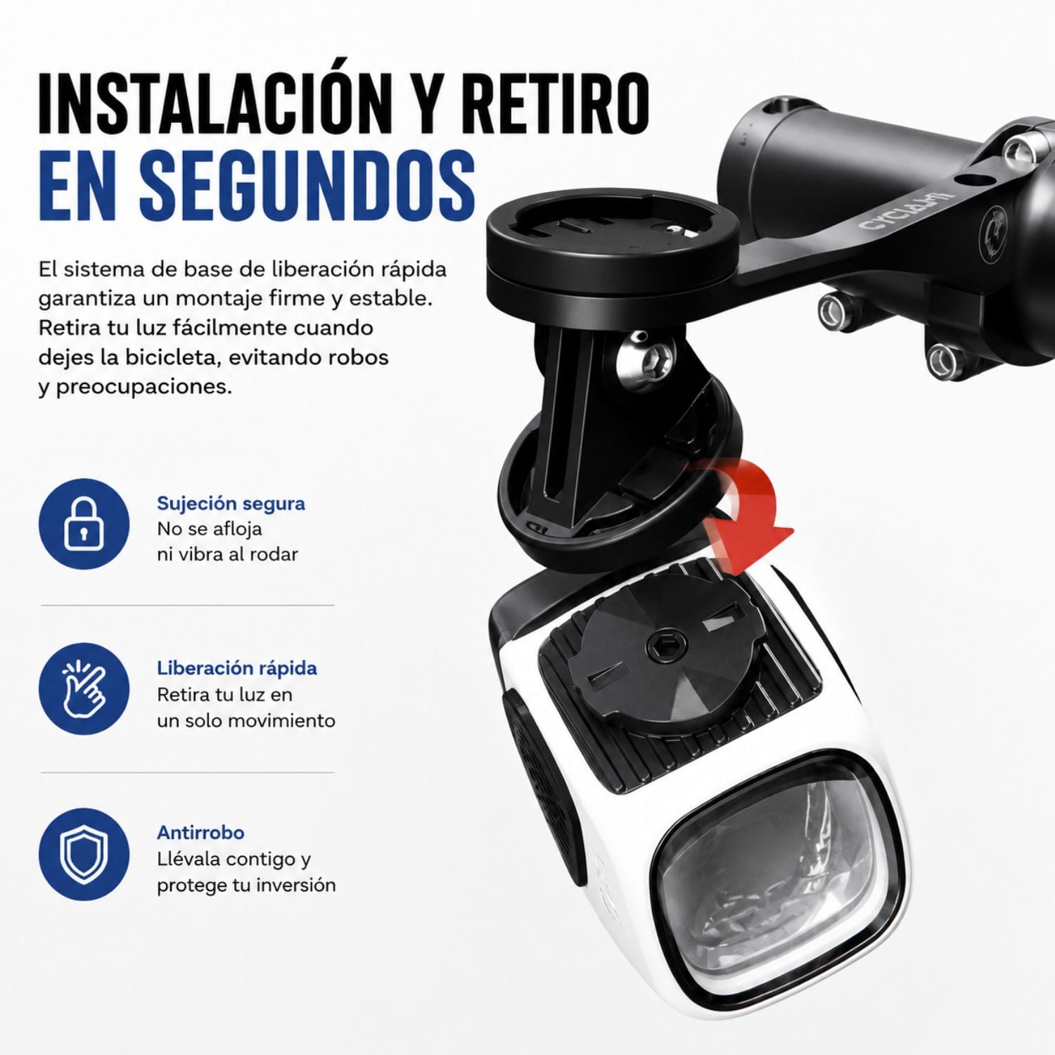 Luz Delantera Bicicleta 1700 Lúmenes USB C Antideslumbrante IPX6 - 5