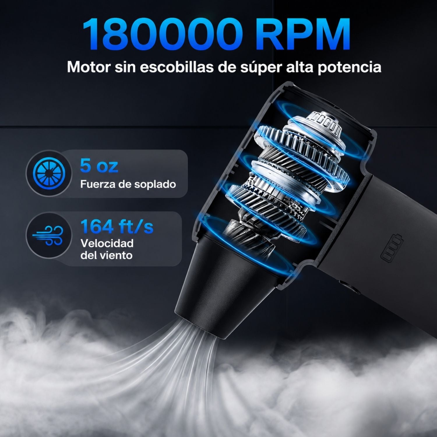 SOPLADOR DE AIRE ELÉCTRICO 180000 RPM PARA PC  Y  LIMPIEZA - 2