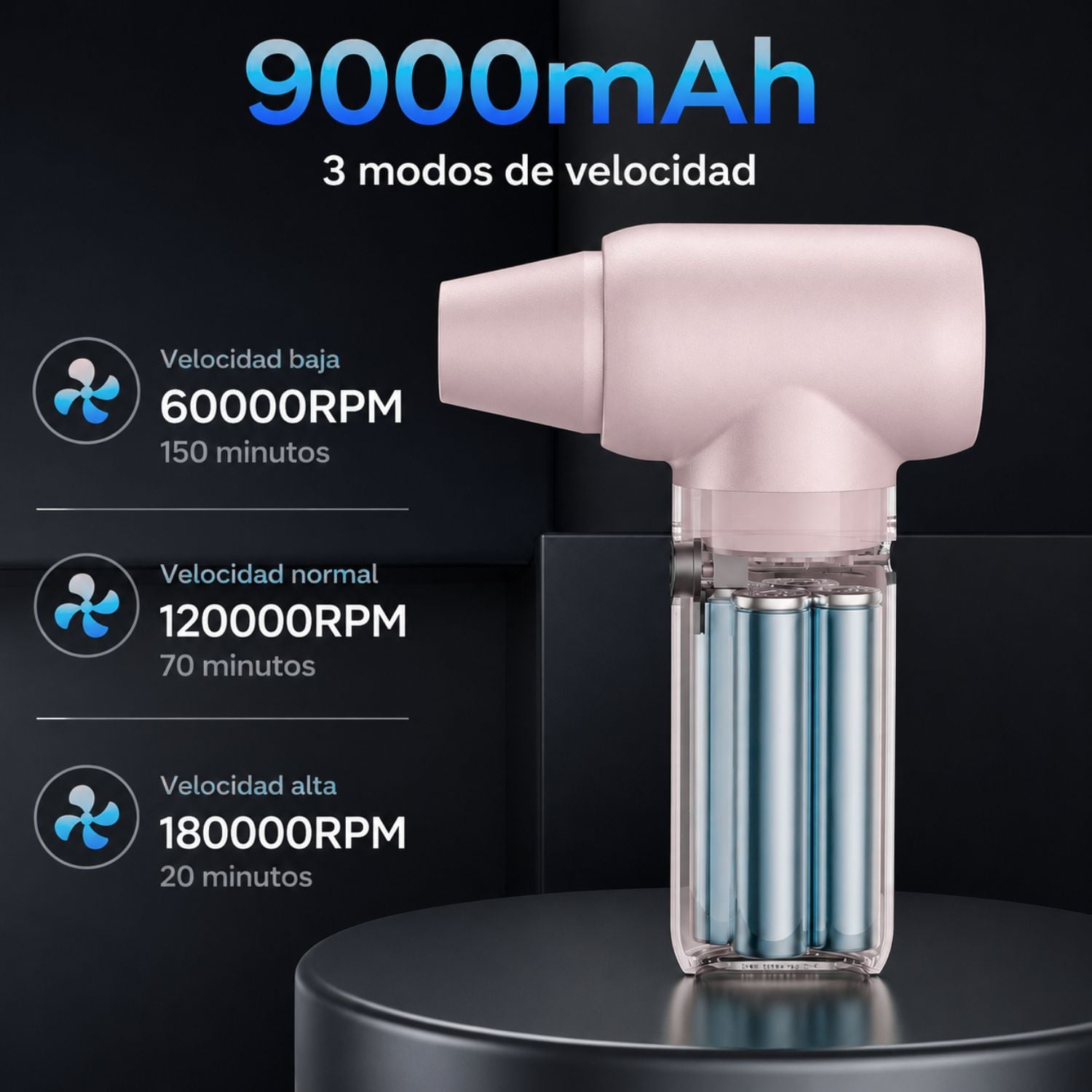 SOPLADOR DE AIRE ELÉCTRICO 180000 RPM PARA PC Y LIMPIEZA - 3