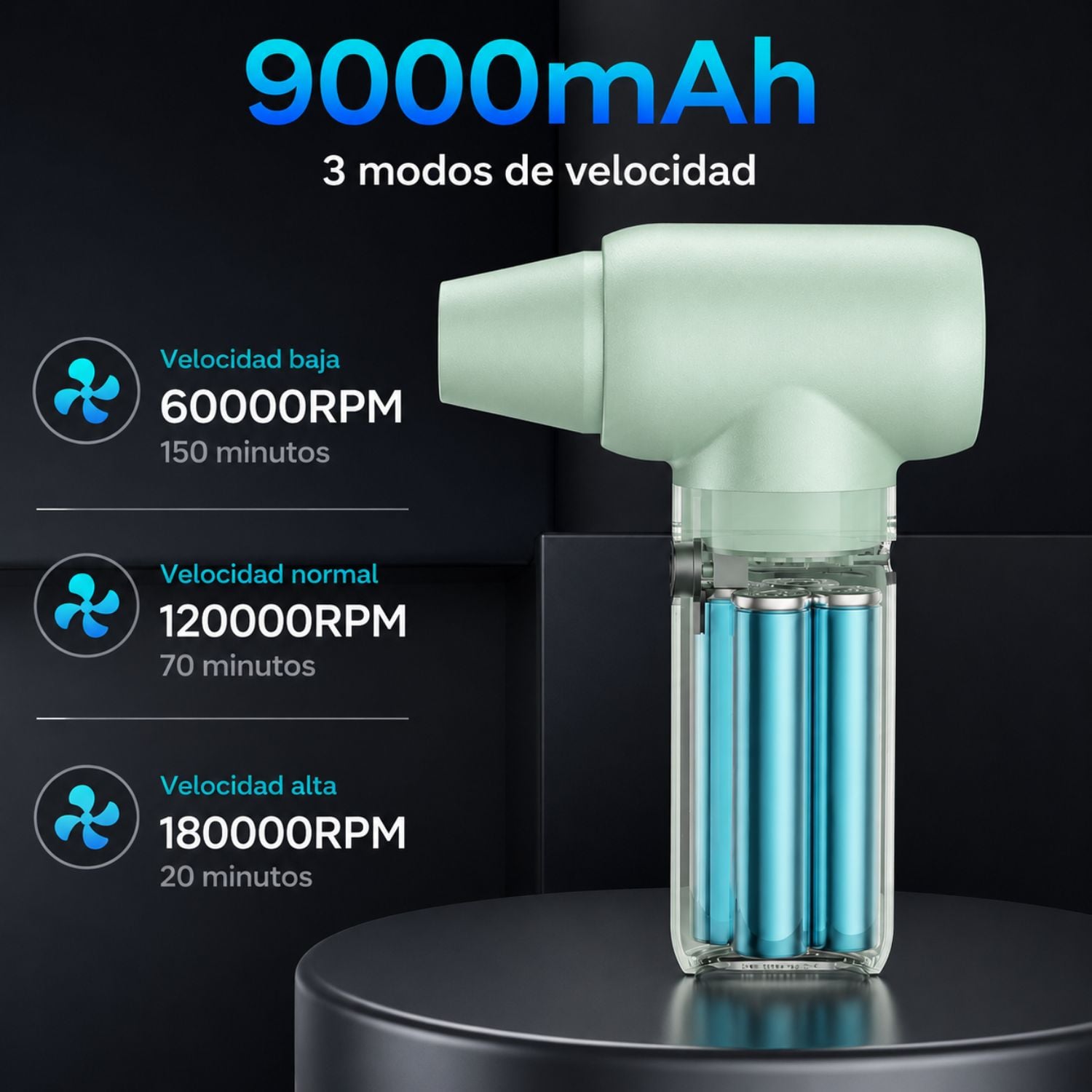 SOPLADOR DE AIRE ELÉCTRICO 180000 RPM PARA PC  Y  LIMPIEZA - 3
