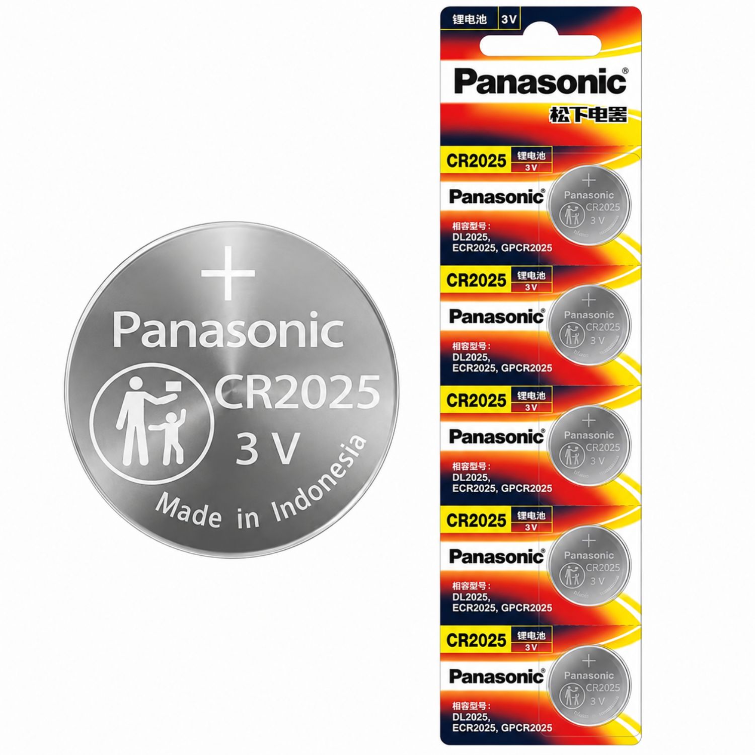 PILA CR2025 3V LITIO PANASONIC TIPO BOTÓN PACK 5 UNIDADES - 1