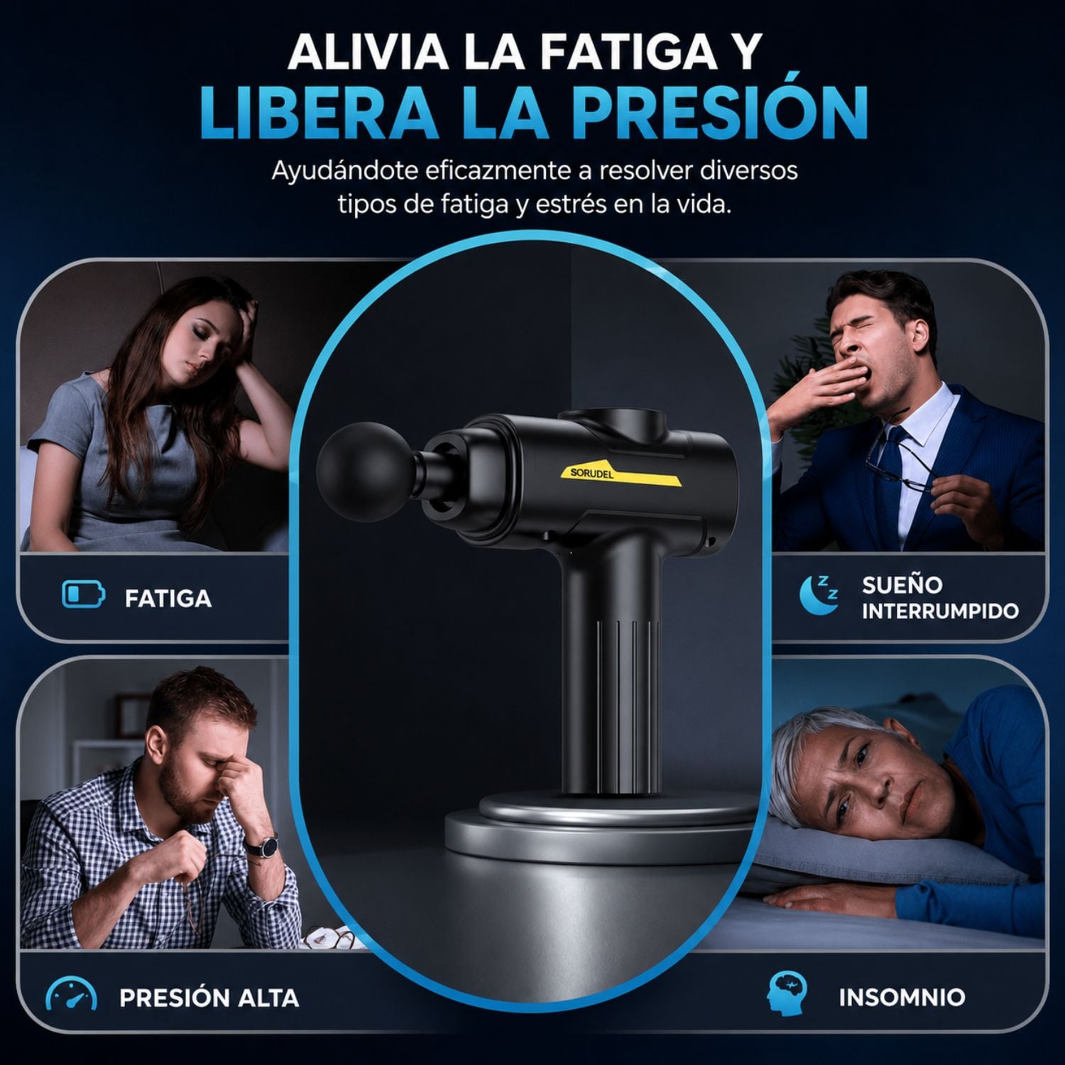 PISTOLA DE MASAJE MUSCULAR 6 CABEZAS 55W ALIVIO Y RECUPERACIÓN PARA CUELLO ESPALDA Y PIERNAS - 8