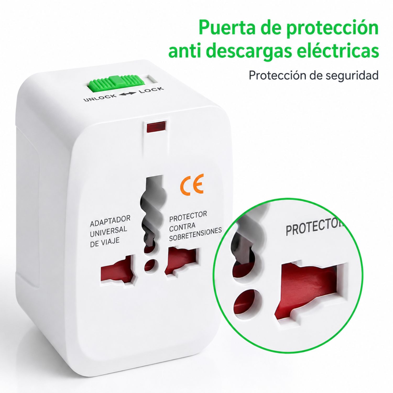 ADAPTADOR UNIVERSAL ENCHUFE INTERNACIONAL DE VIAJE 110V-240V + 2 USB - 6