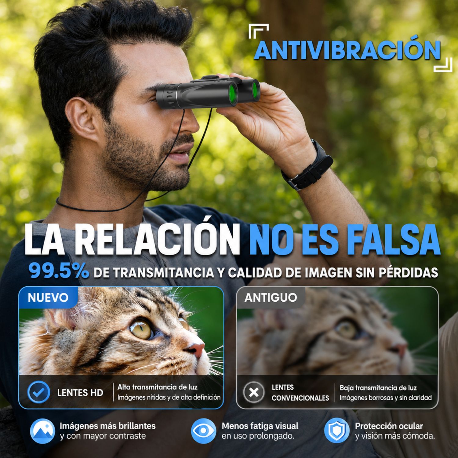 BINOCULARES 8X21 LARGO ALCANCE 1000M COMPACTOS PLEGABLES PARA VIAJES - 4