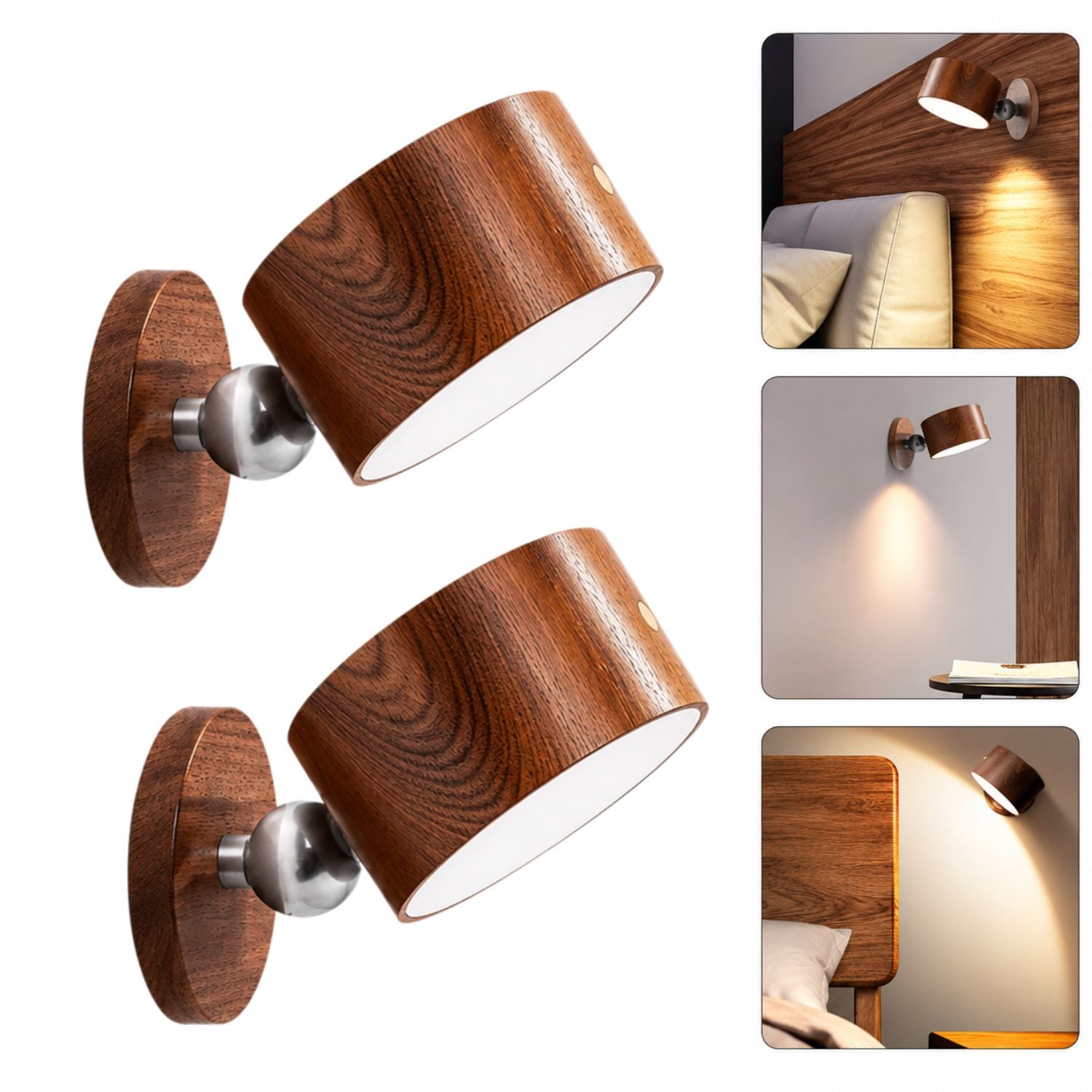PACK 2 LÁMPARAS DE PARED LED RECARGABLES MAGNÉTICAS 360° USB-C TÁCTILES - 1