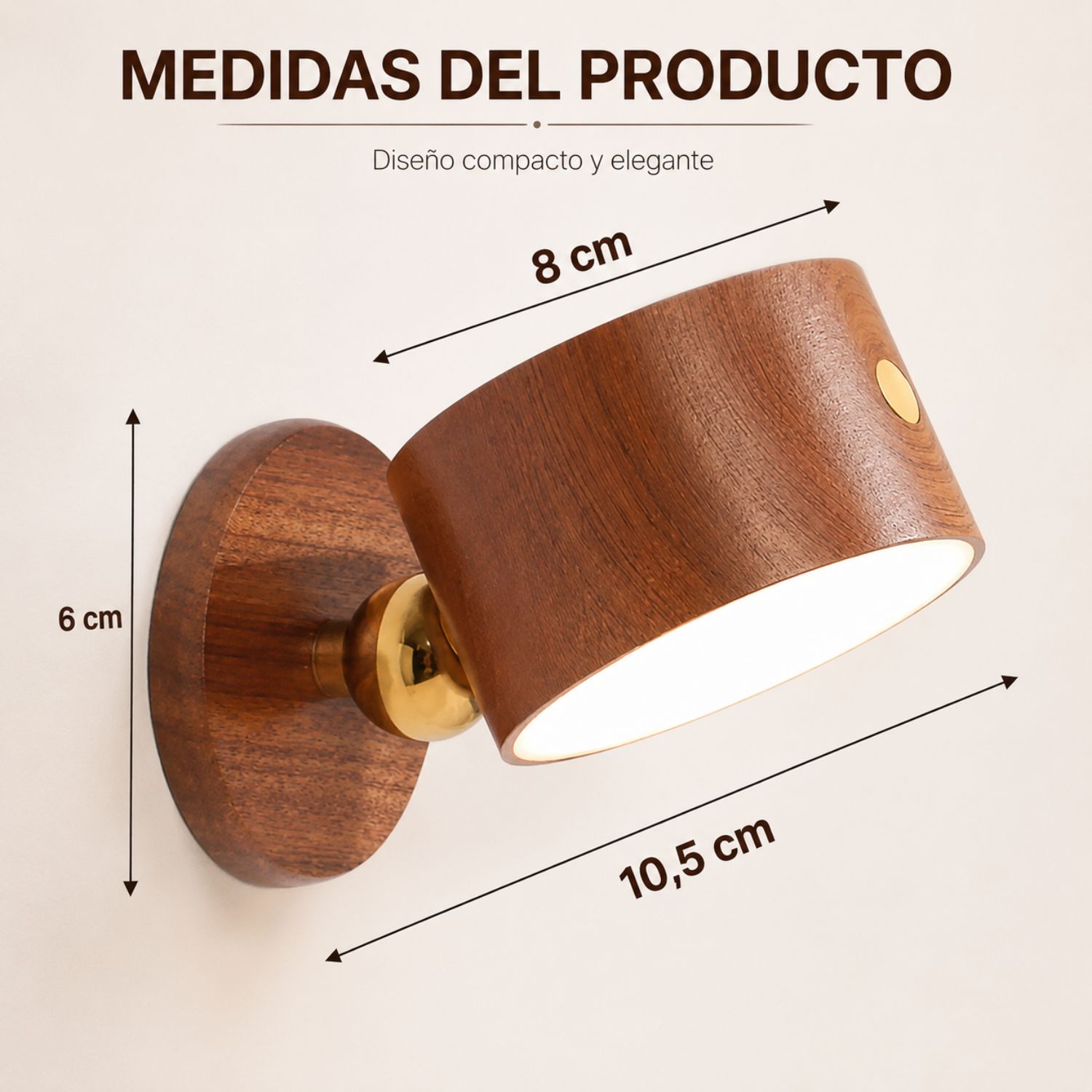 PACK 2 LÁMPARAS DE PARED LED RECARGABLES MAGNÉTICAS 360° USB-C TÁCTILES - 7