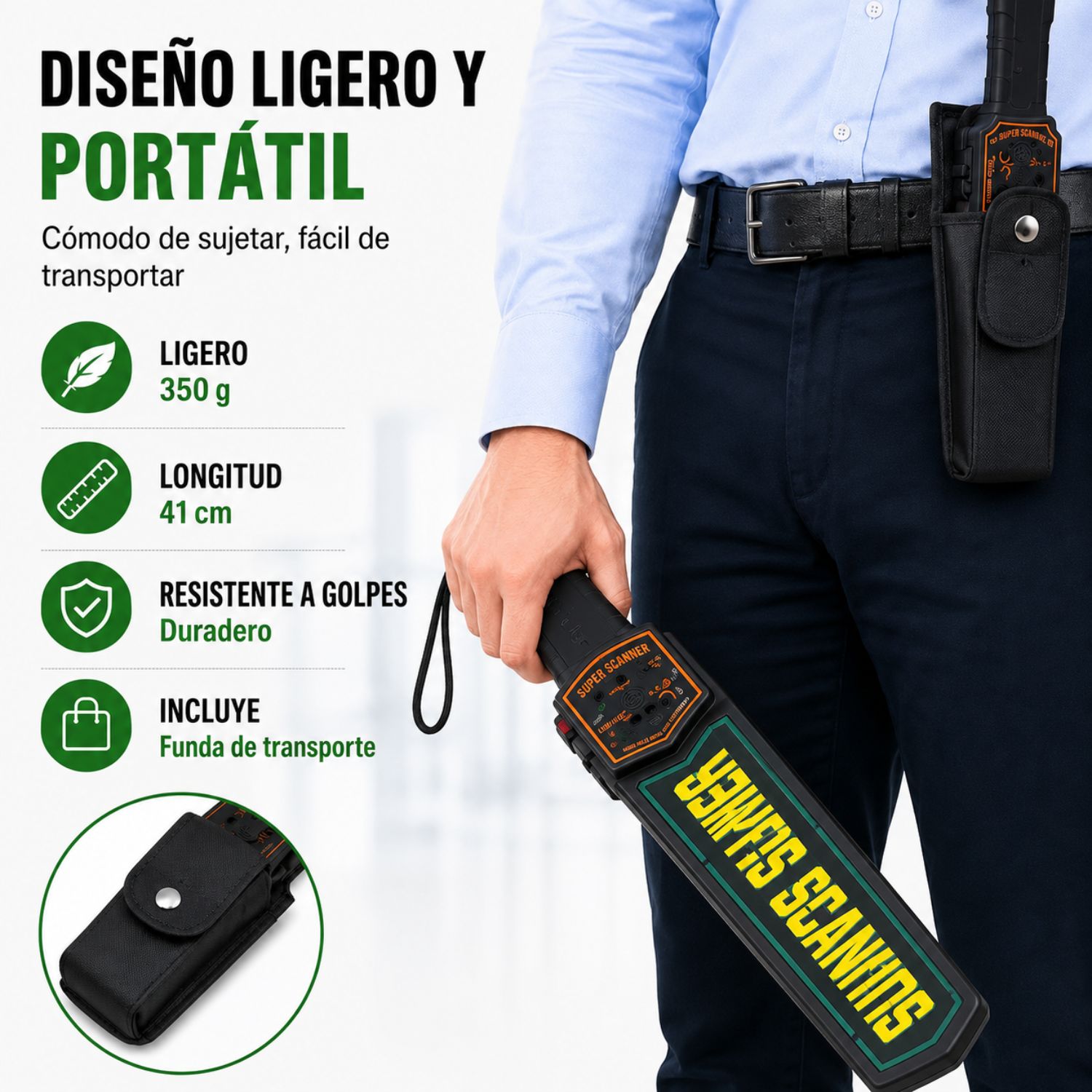 Detector de Metales Portátil Recargable - Escáner Corporal para Control de Acceso - 6