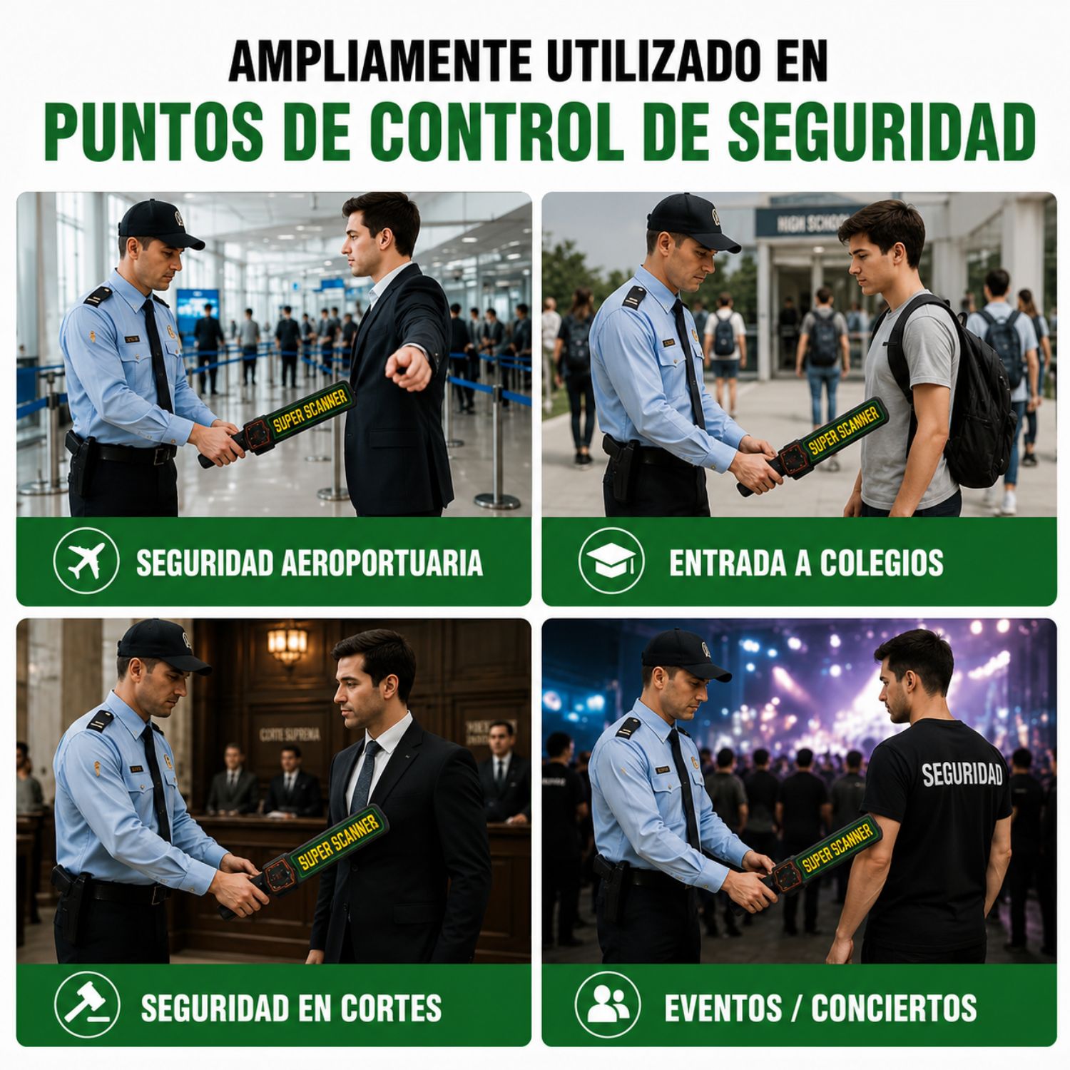 Detector de Metales Portátil Recargable - Escáner Corporal para Control de Acceso - 8