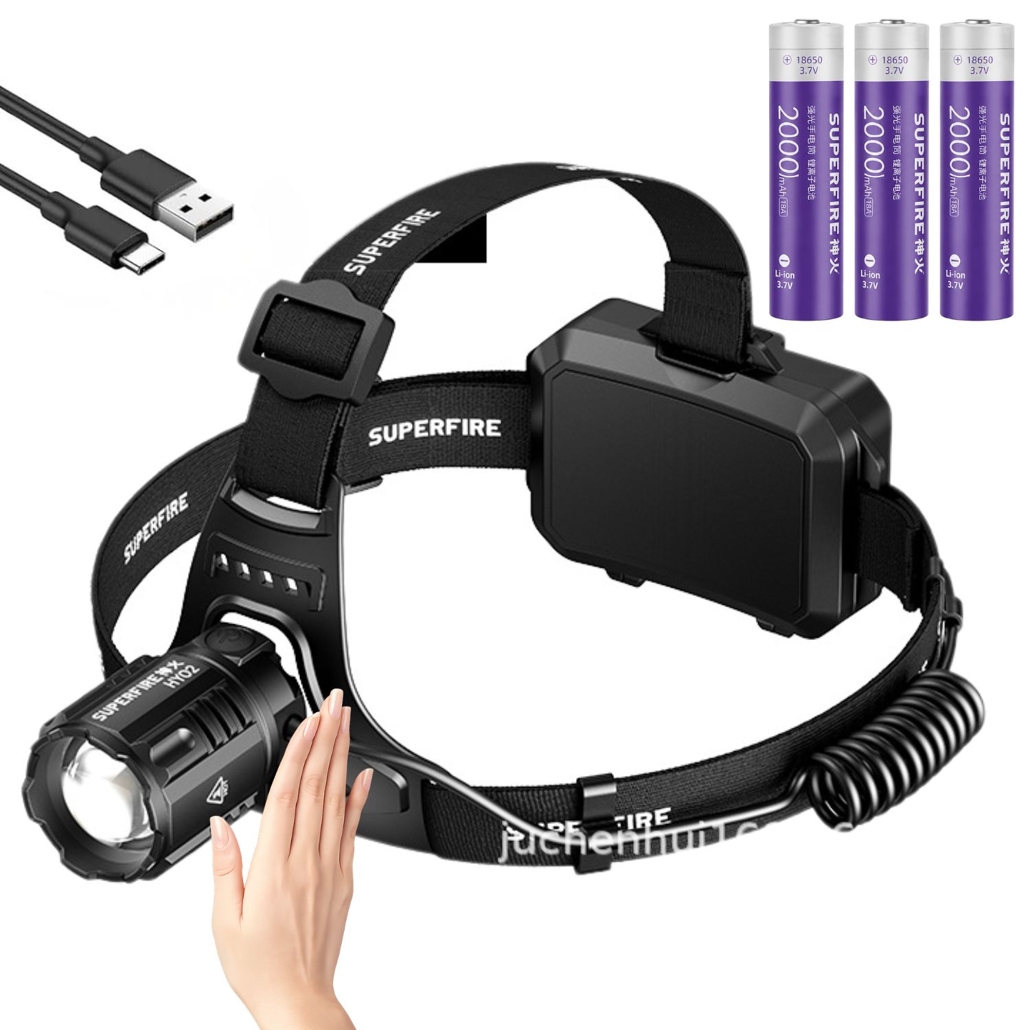 LINTERNA LED FRONTAL ALTA POTENCIA CON SENSOR Y ZOOM - 1