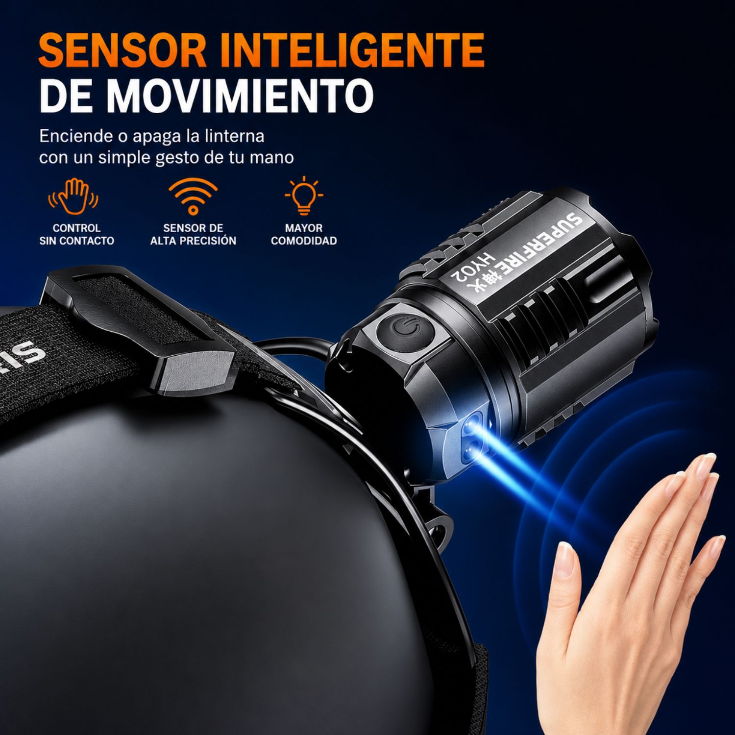 LINTERNA LED FRONTAL ALTA POTENCIA CON SENSOR Y ZOOM - 3