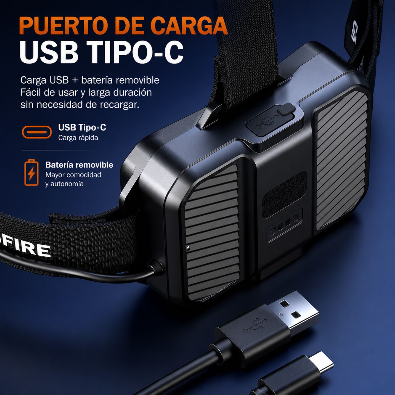 LINTERNA LED FRONTAL ALTA POTENCIA CON SENSOR Y ZOOM - 5