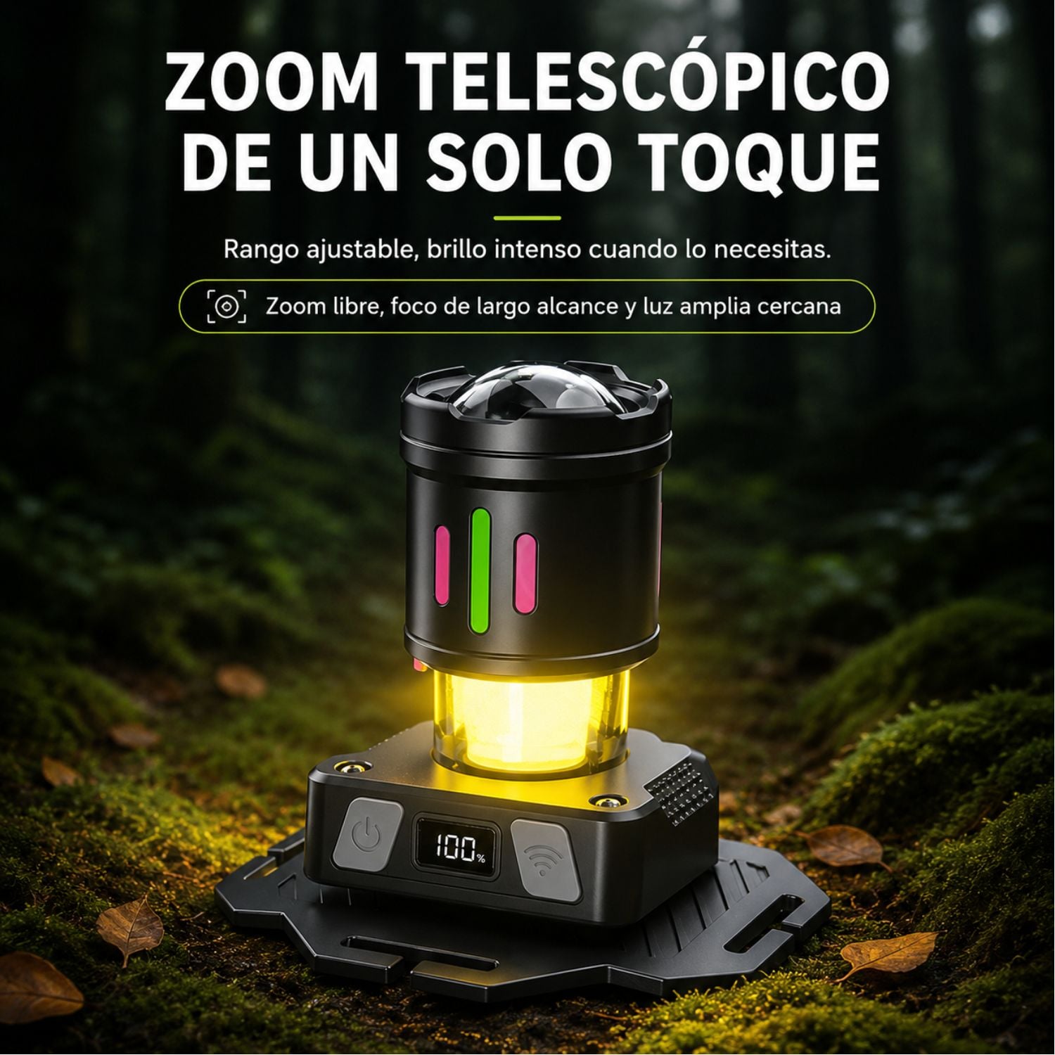 LINTERNA FRONTAL RECARGABLE LED 10W CON SENSOR ZOOM 3 BATERÍAS 18650 Y POWER BANK - 5