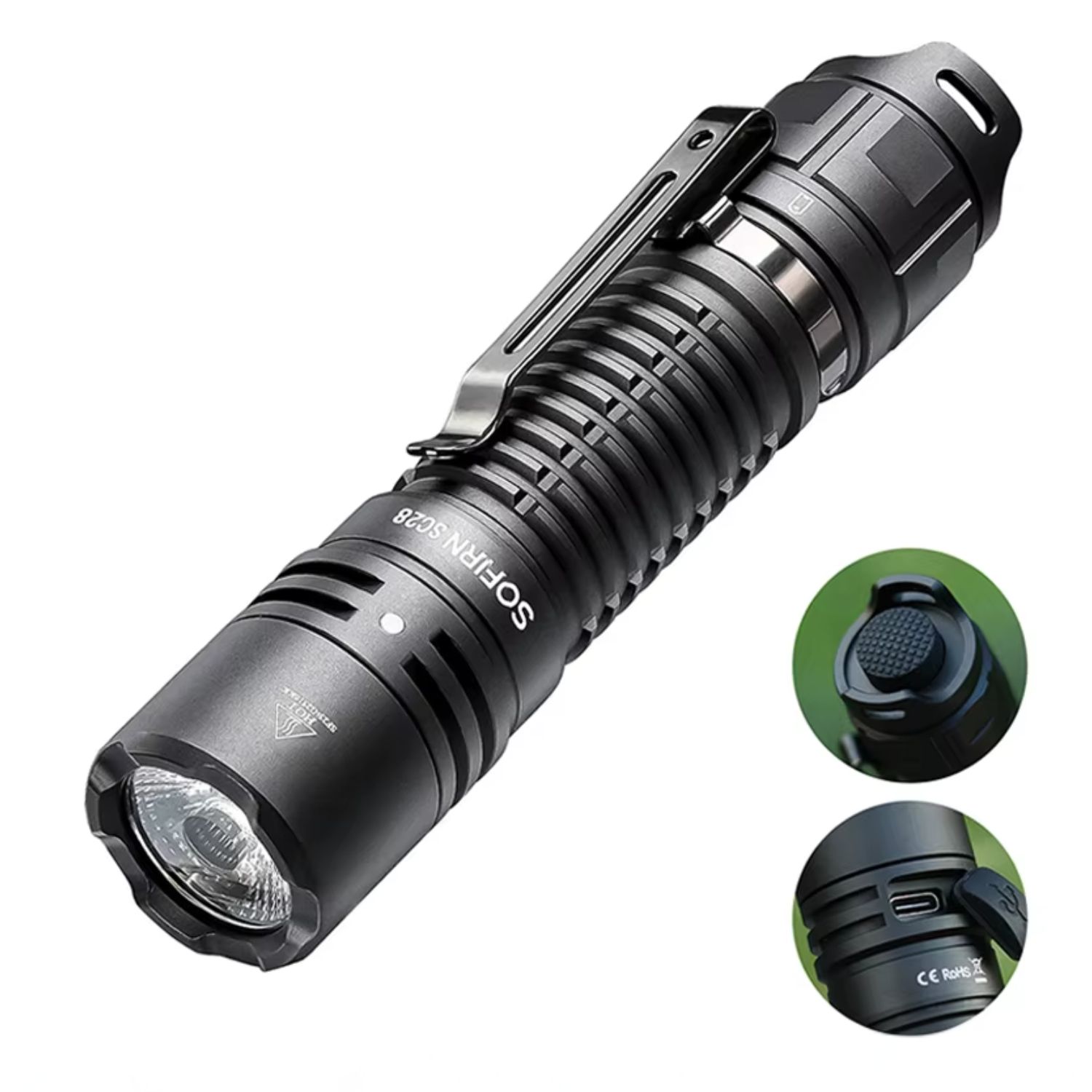 LINTERNA TÁCTICA LED RECARGABLE 2800 LÚMENES USB-C - 2