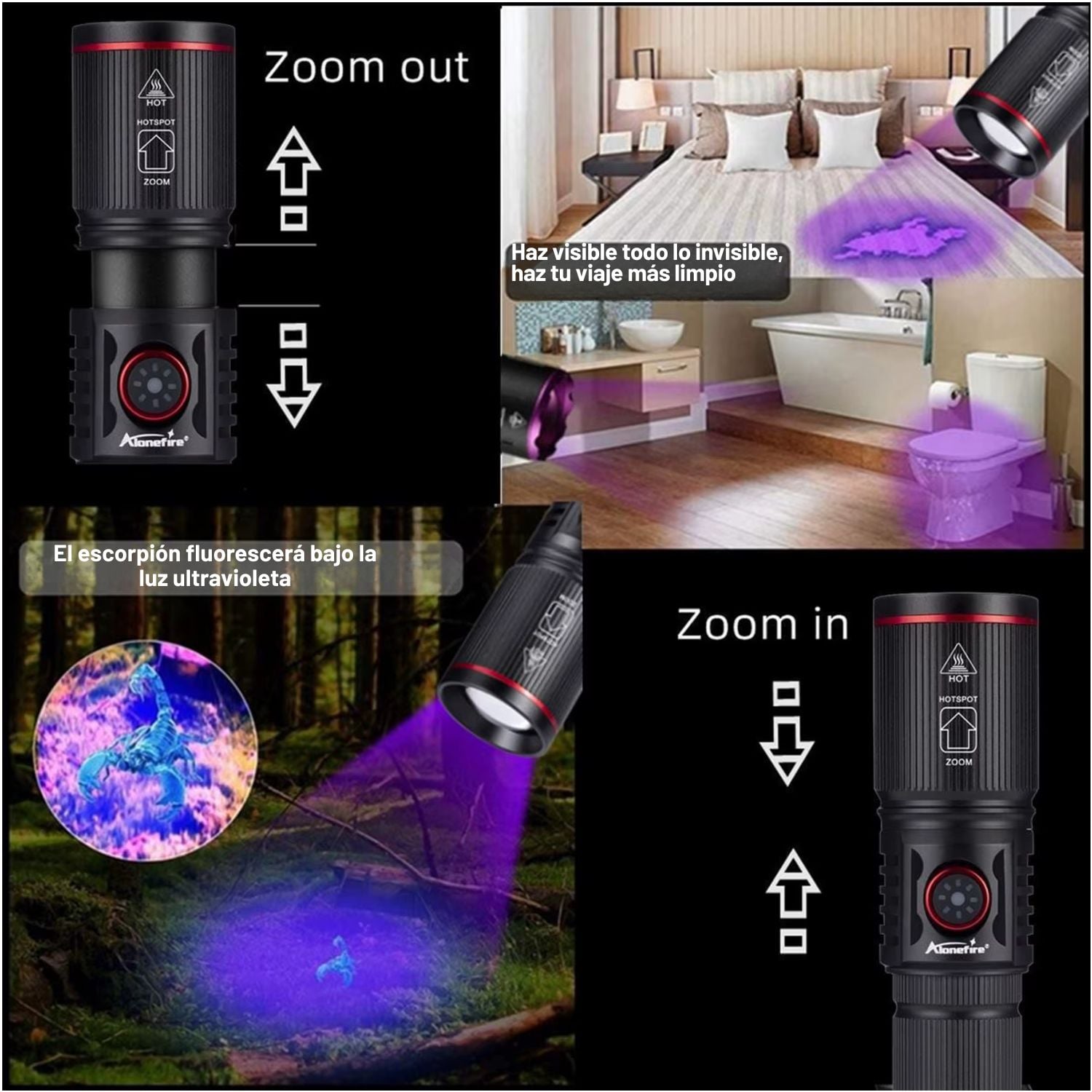 LINTERNA ULTRAVIOLETA 365NM PROFESIONAL PARA DETECCIÓN DE MANCHAS, BILLETES Y PASAPORTES SV96 - 3