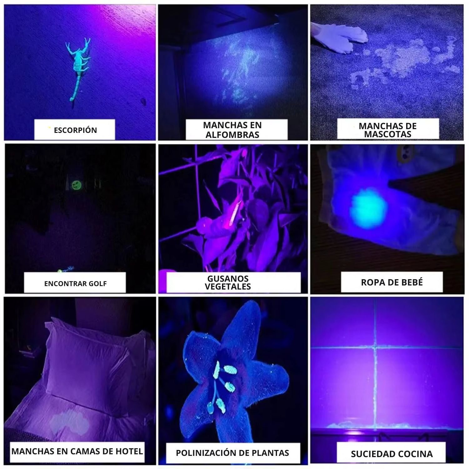 LINTERNA ULTRAVIOLETA 365NM PROFESIONAL PARA DETECCIÓN DE MANCHAS, BILLETES Y PASAPORTES SV96 - 7