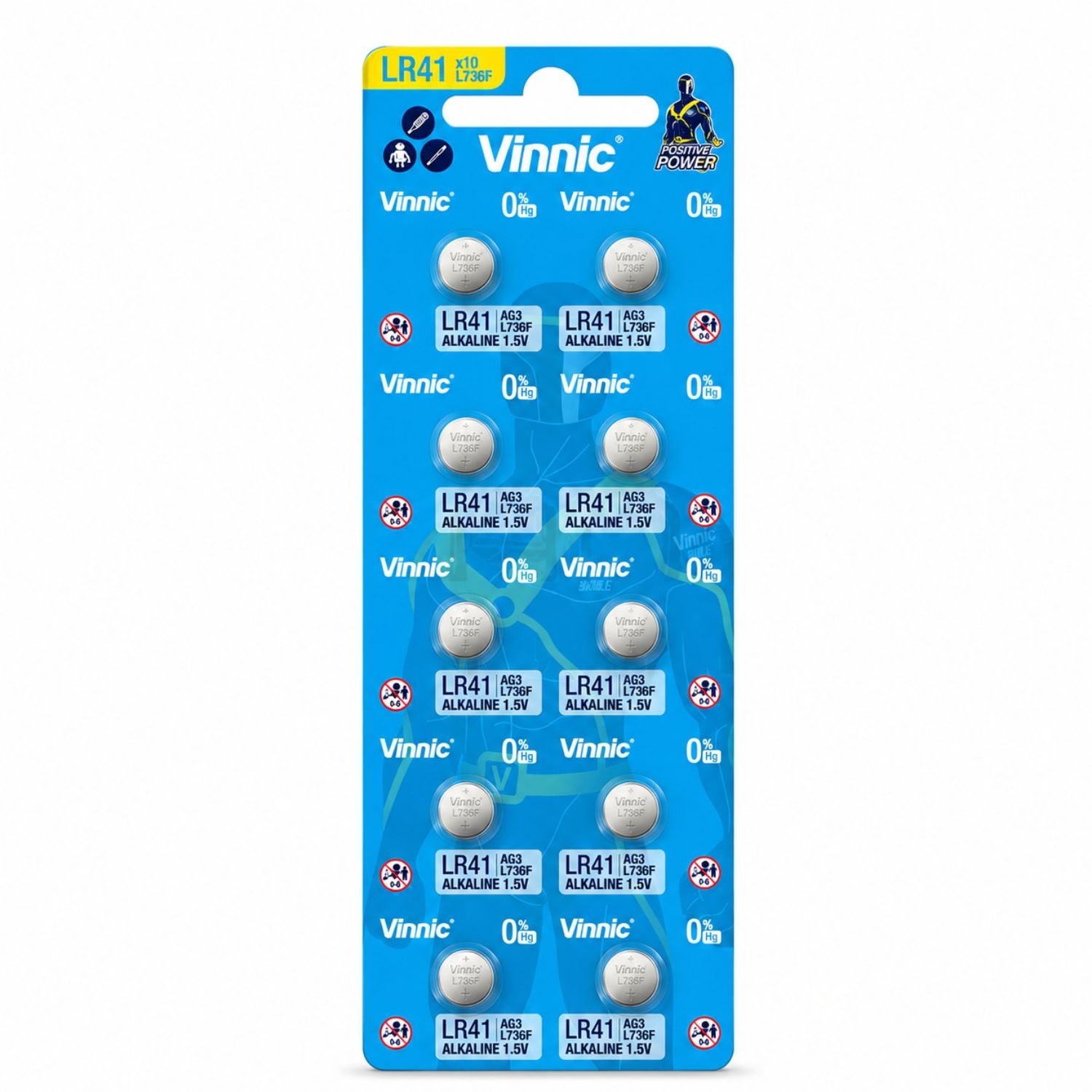 PACK DE 10 PILAS LR41 1.5V PARA RELOJ TERMÓMETRO CALCULADORA Y JUGUETES - 1