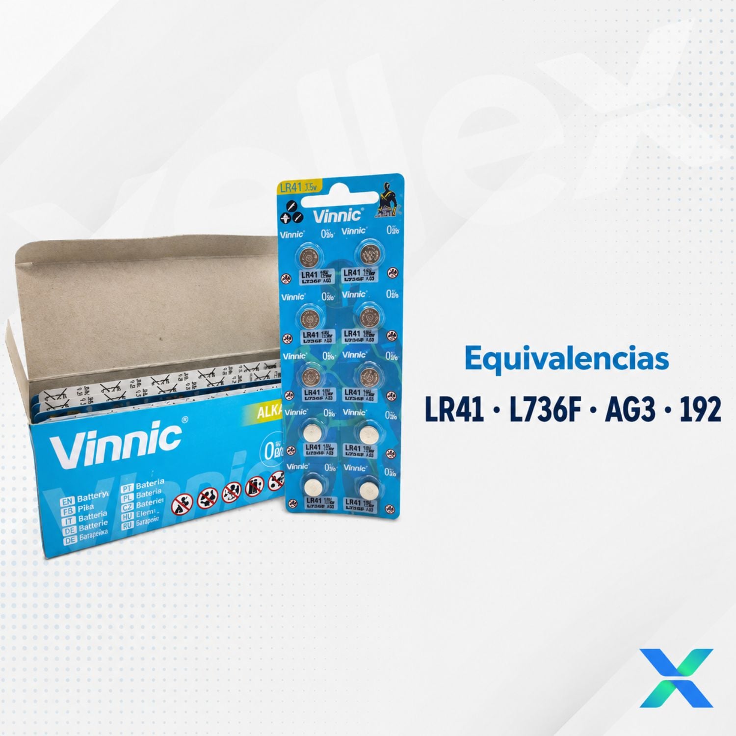 PACK DE 10 PILAS LR41 1.5V PARA RELOJ TERMÓMETRO CALCULADORA Y JUGUETES - 3