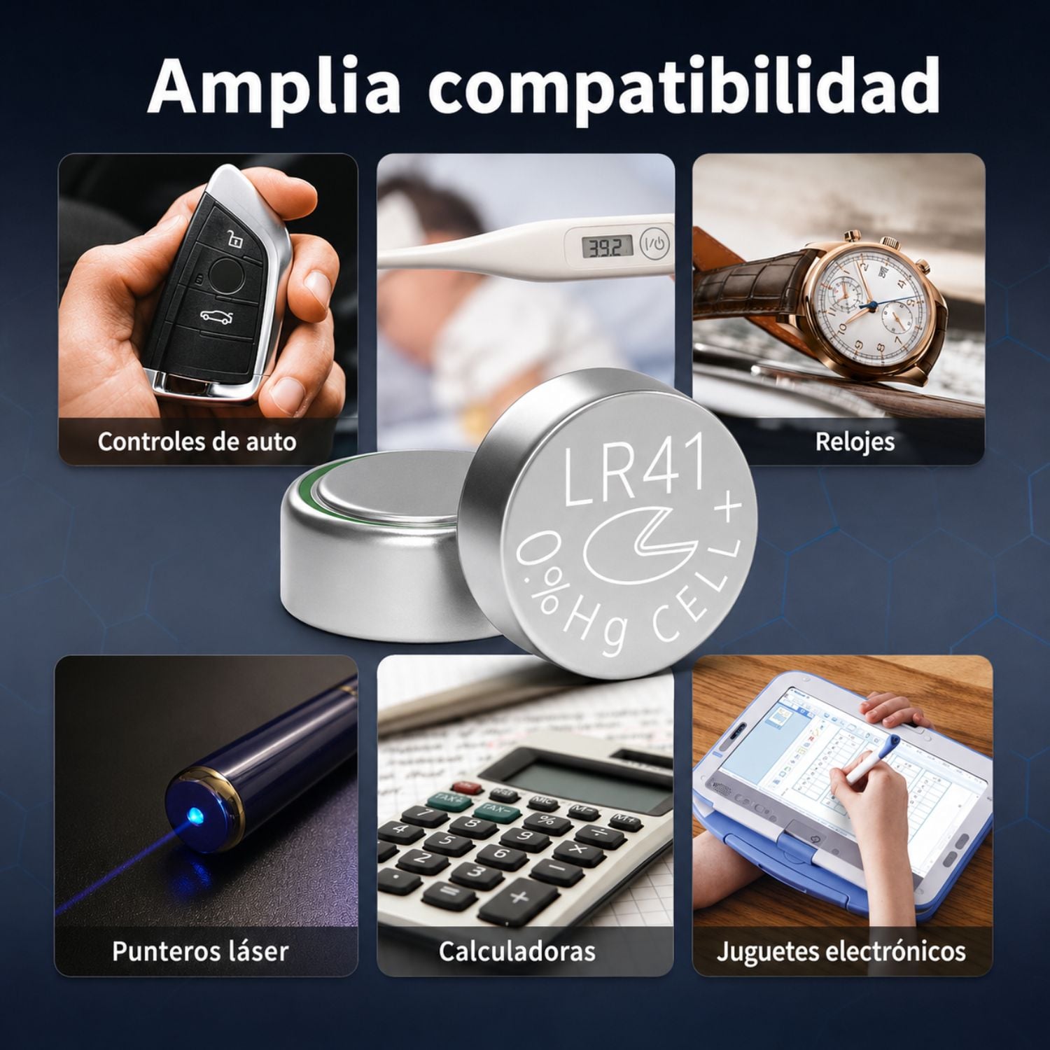 PILAS BOTÓN LR41 AG3 1.5V PACK DE 10 PARA TERMÓMETRO RELOJ JUGUETES Y PUNTERO LÁSER - 5
