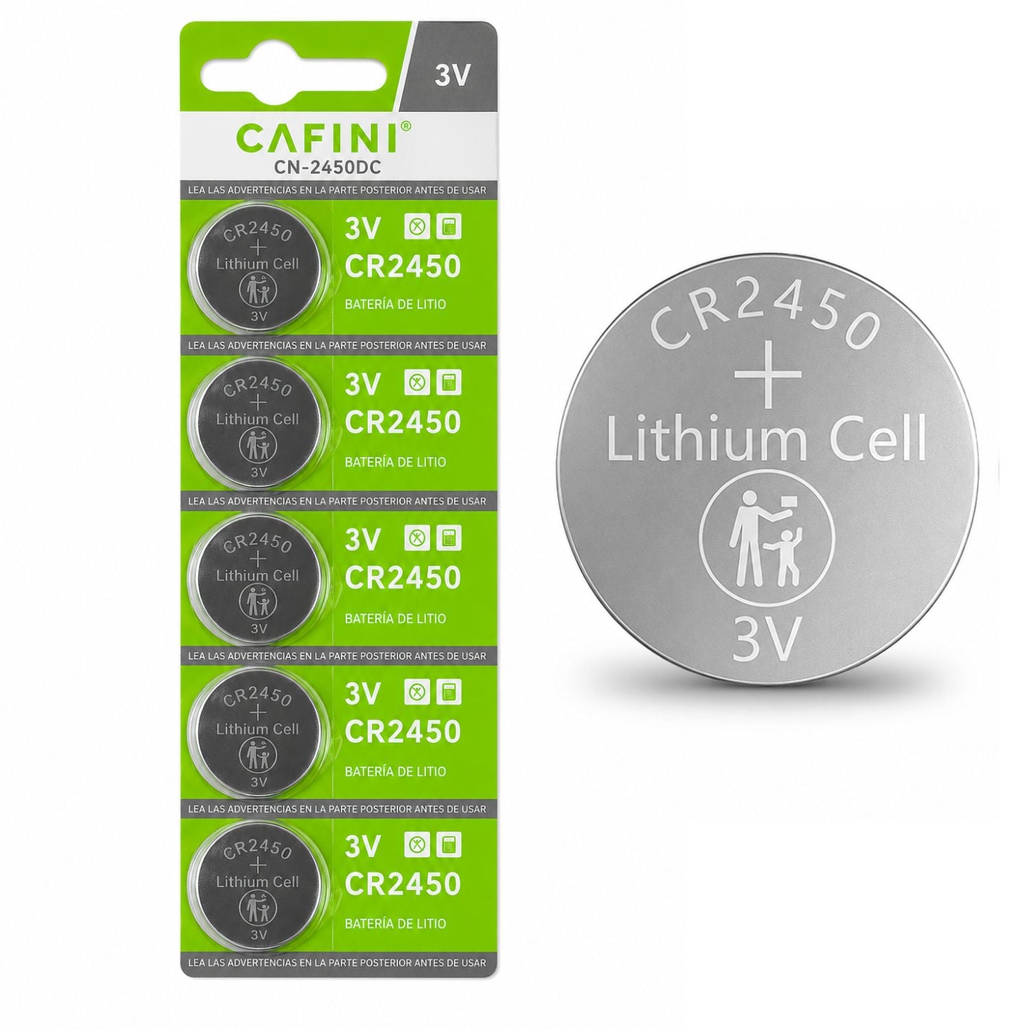 BATERÍA DE LITIO TIPO BOTÓN CR2450 3V 550MAH PACK X5 - 1
