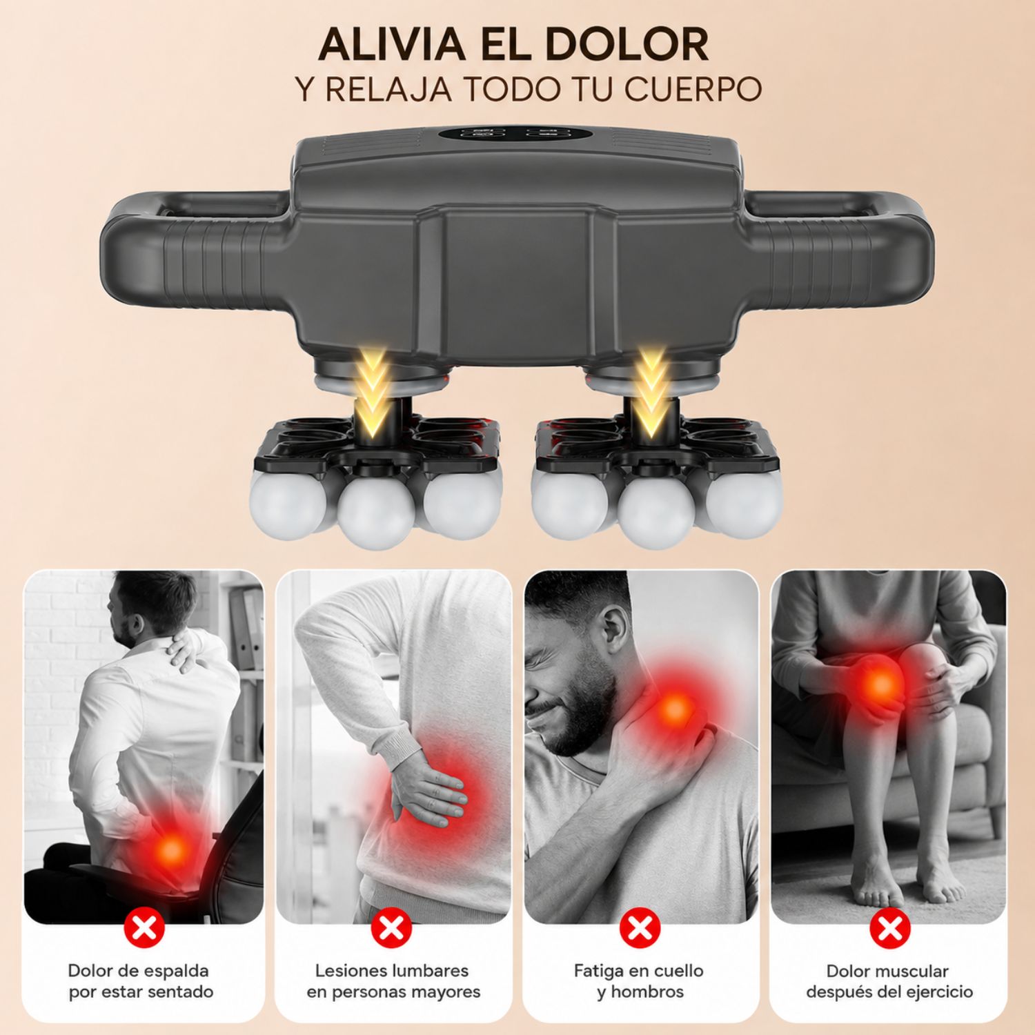 MASAJEADOR CORPORAL ELÉCTRICO RECARGABLE CON 24 CABEZALES, 20 INTENSIDADES Y PANTALLA DIGITAL VICTORIA HAN - 5