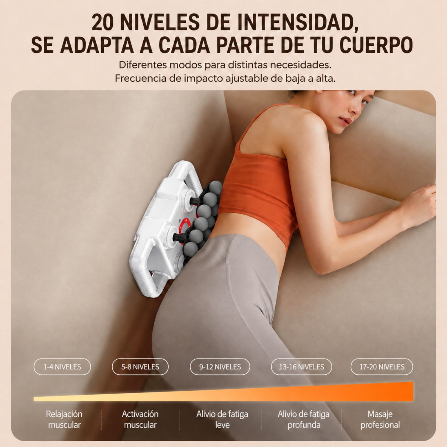 MASAJEADOR CORPORAL ELÉCTRICO RECARGABLE CON 24 CABEZALES, 20 INTENSIDADES Y PANTALLA DIGITAL VICTORIA HAN - 4