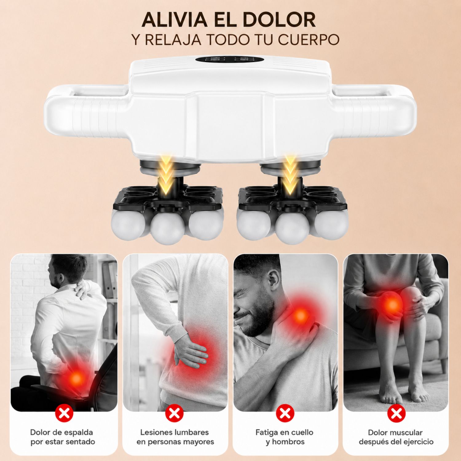 MASAJEADOR CORPORAL ELÉCTRICO RECARGABLE CON 24 CABEZALES, 20 INTENSIDADES Y PANTALLA DIGITAL VICTORIA HAN - 6