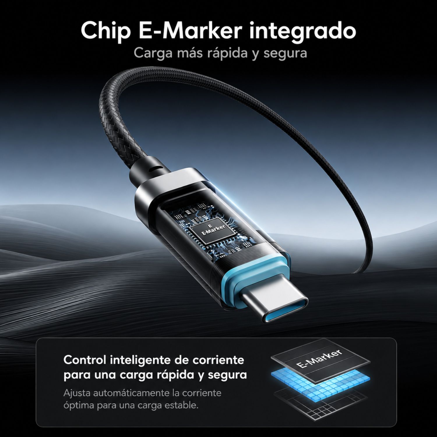 CABLE USB-C A USB-C CUKTECH 240W PD 3.1 6A CON PANTALLA OLED 2 METROS - 4