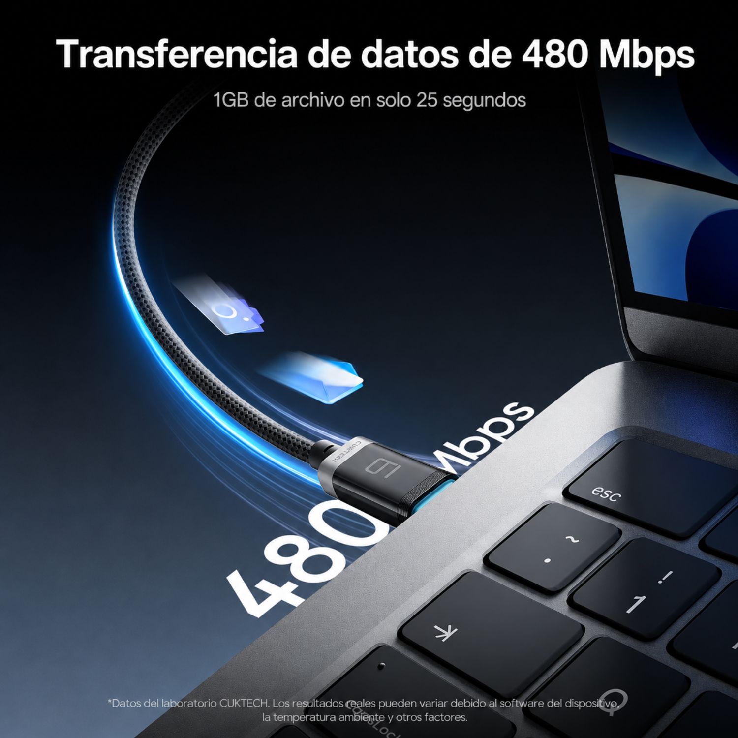 CABLE USB-C A USB-C CUKTECH 240W PD 3.1 6A CON PANTALLA OLED 2 METROS - 5