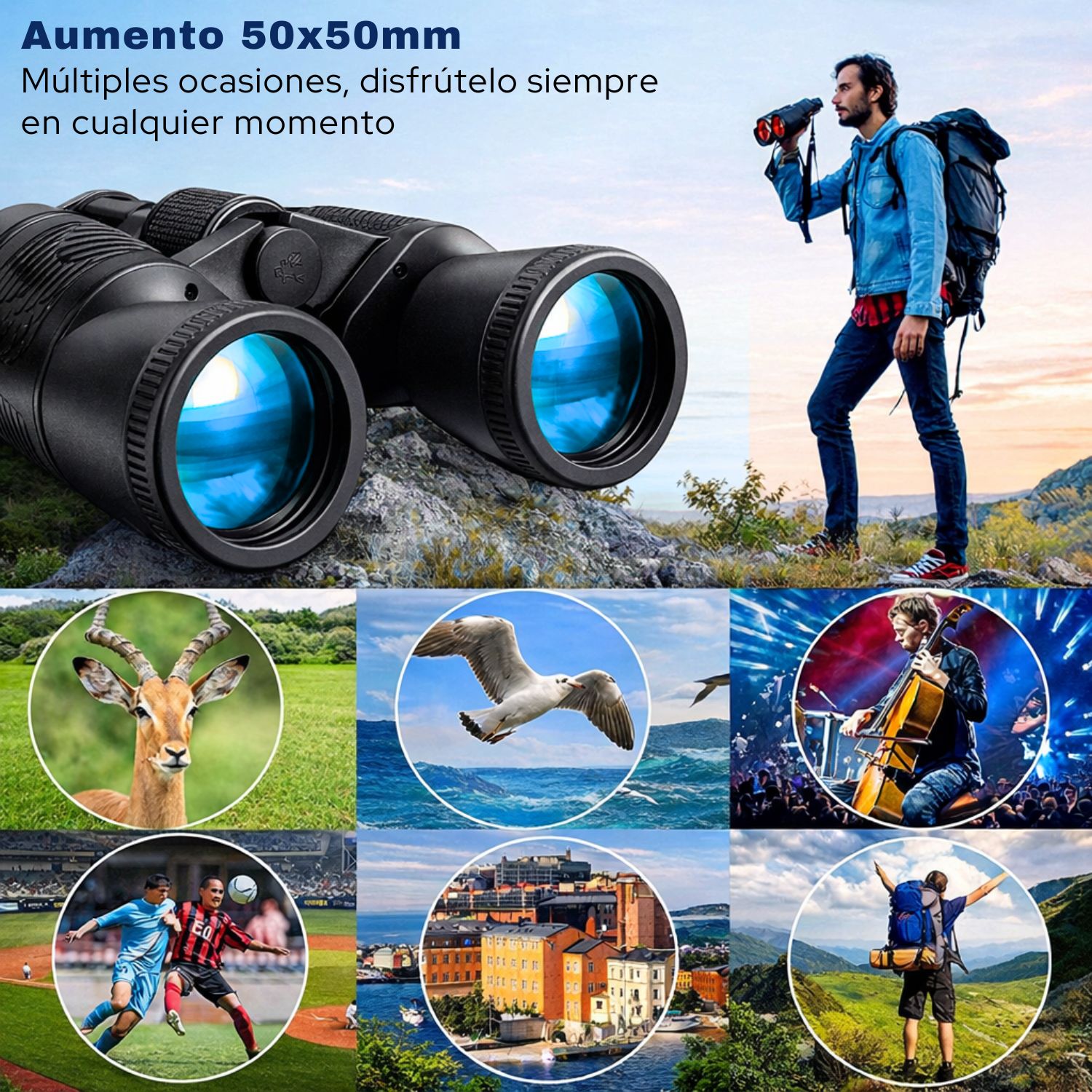 BINOCULARES POTENTES 50X50 PARA OBSERVACIÓN DE NATURALEZA Y DEPORTES - 5