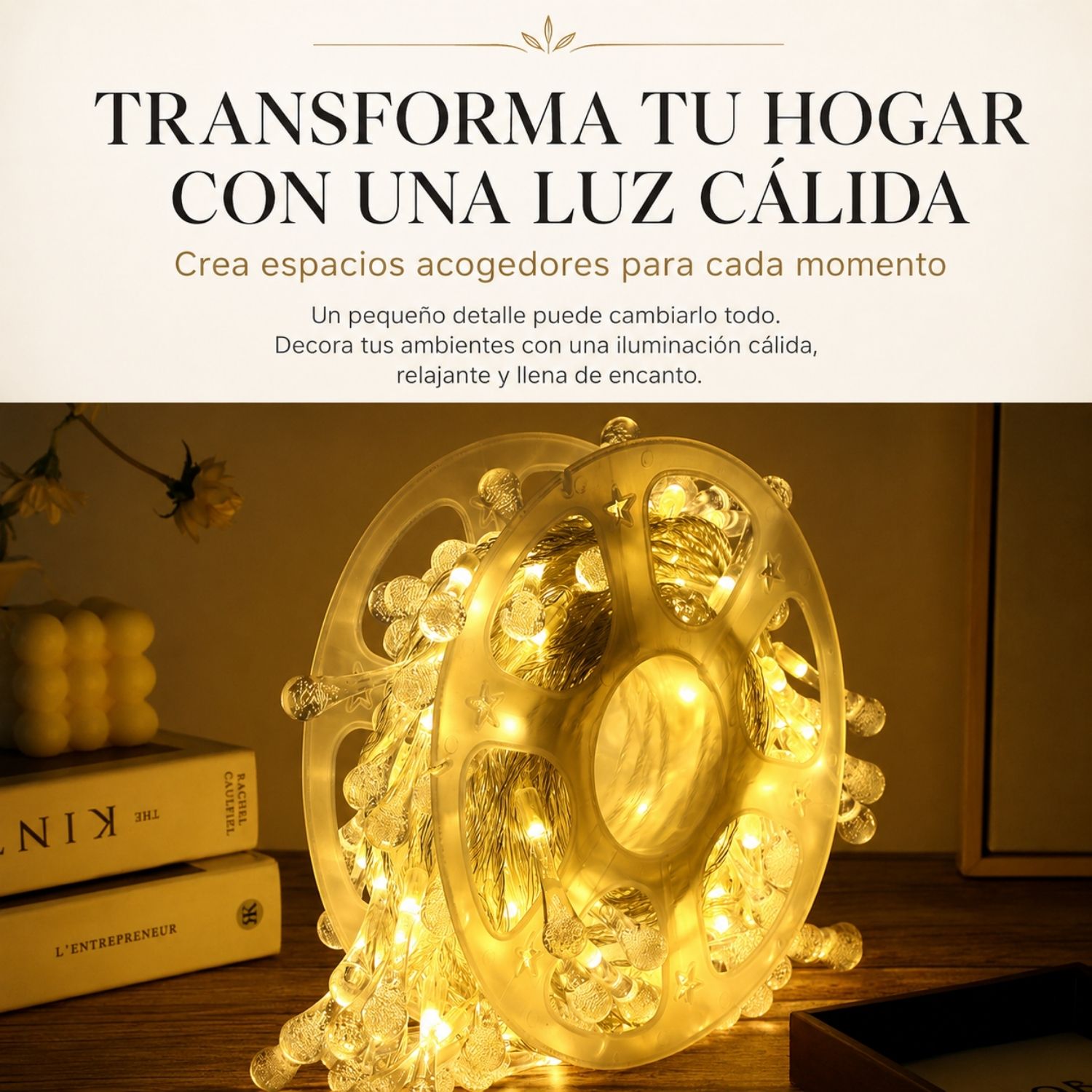 GUIRNALDA LED TIPO GOTA DE AGUA 50 METROS LUZ BLANCO CÁLIDO CON 8 MODOS PARA NAVIDAD Y EVENTOS - 5