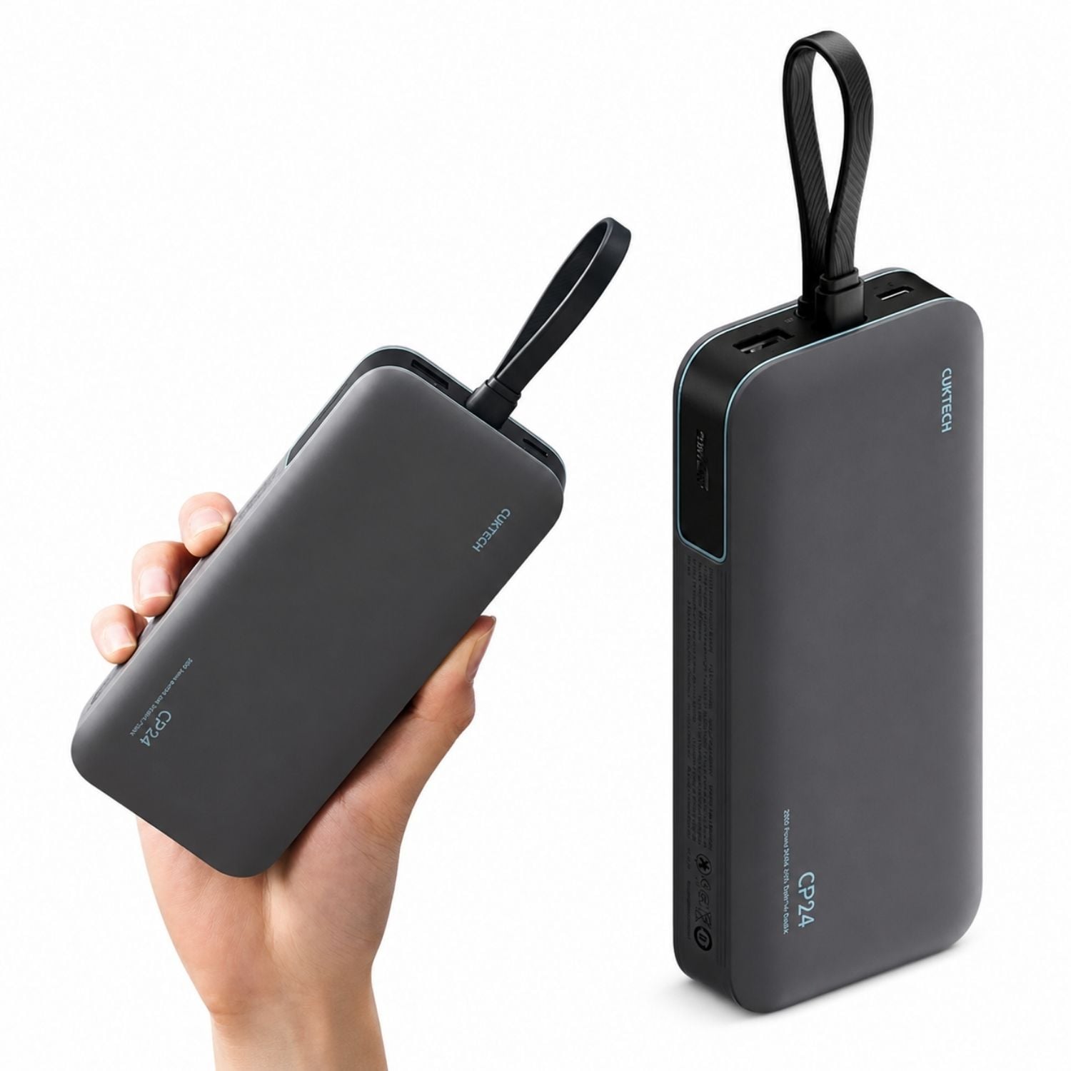 POWER BANK 20000MAH 40W USB-C CON CABLE INTEGRADO CARGA RÁPIDA Y PANTALLA DIGITAL - 2