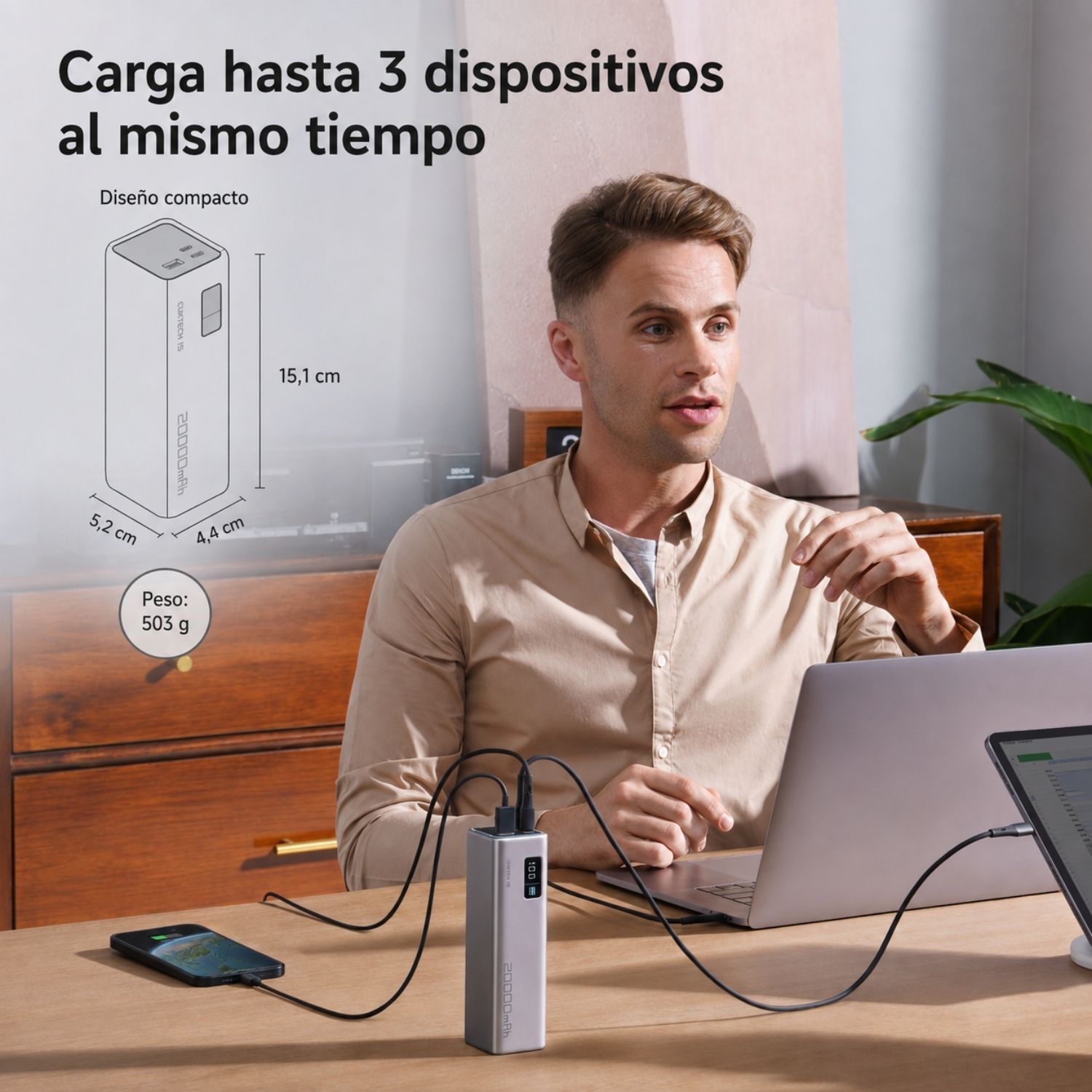 POWER BANK CUKTECH 15 SE PB200 20000MAH 85W PANTALLA LED CARGA RAPIDA - 6