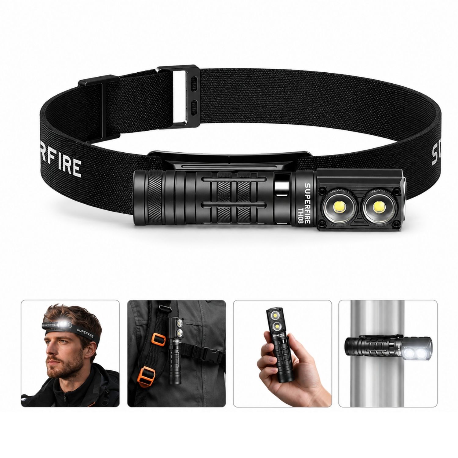 LINTERNA LED FRONTAL 3 EN 1 RECARGABLE CON IMÁN, LUZ SOS, USB-C Y ALCANCE DE 187 METROS - 1