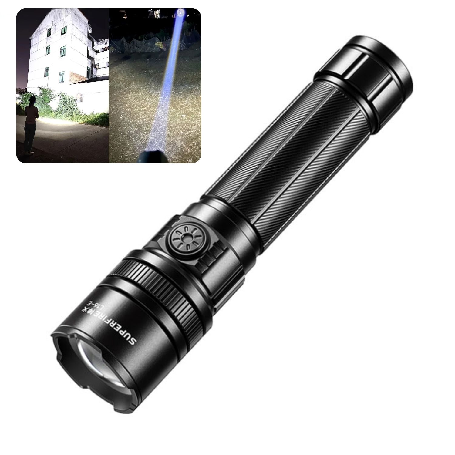 LINTERNA LED RECARGABLE 900 LÚMENES CON ZOOM TELESCÓPICO, USB-C, 5 MODOS Y ALCANCE DE 250 METROS - 1