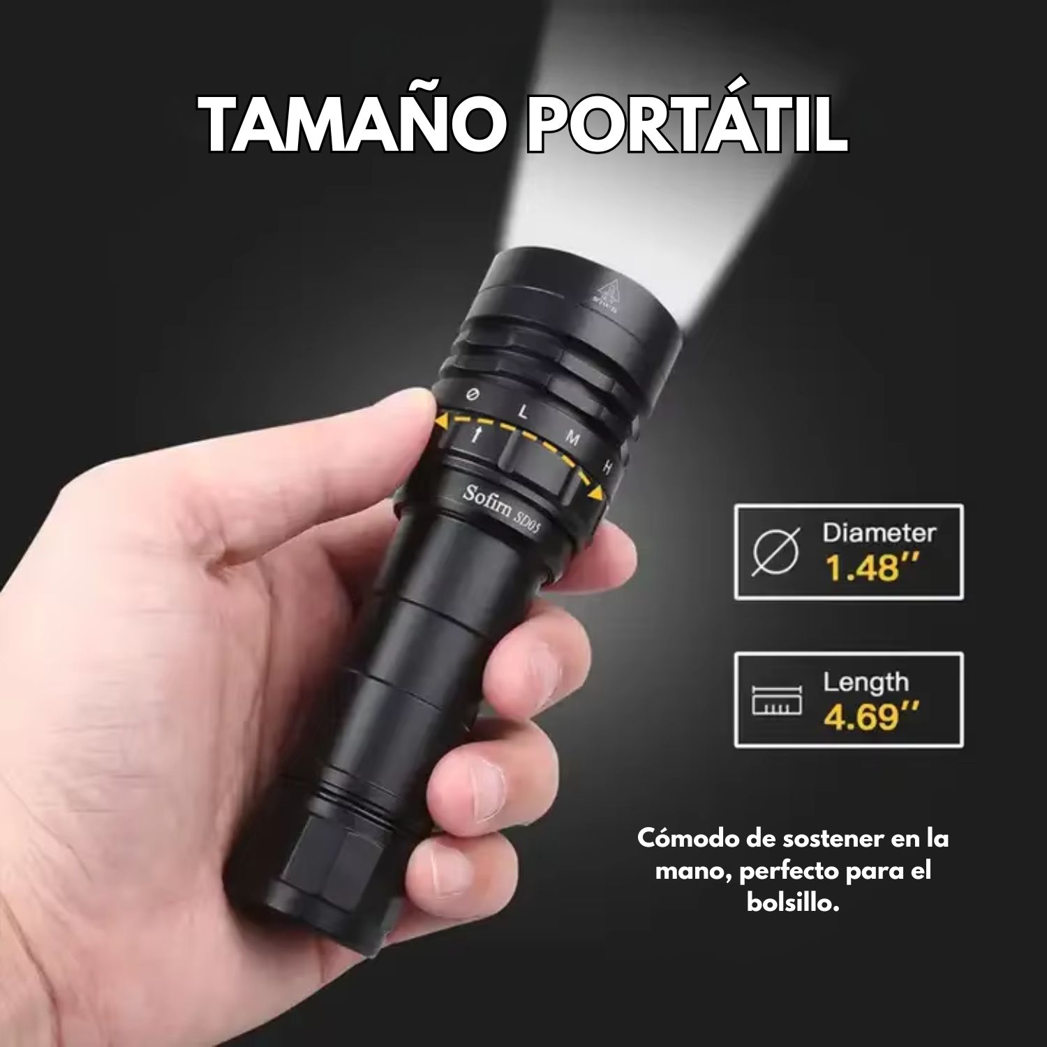 LINTERNA DE BUCEO RECARGABLE 3000 LÚMENES LED IPX8 CON ANILLO MAGNÉTICO SOFIRN - 7