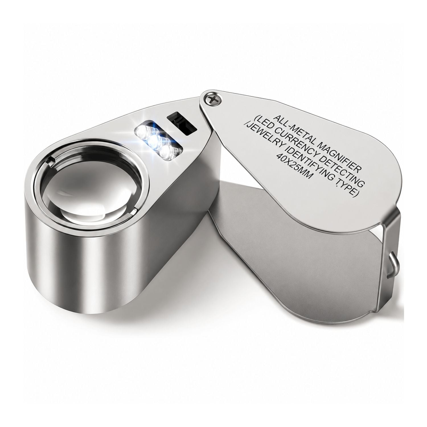 LUPA METÁLICA 40X 25MM CON LUZ LED GEÓLOGO JOYERO LUZ MINERÍA - 1